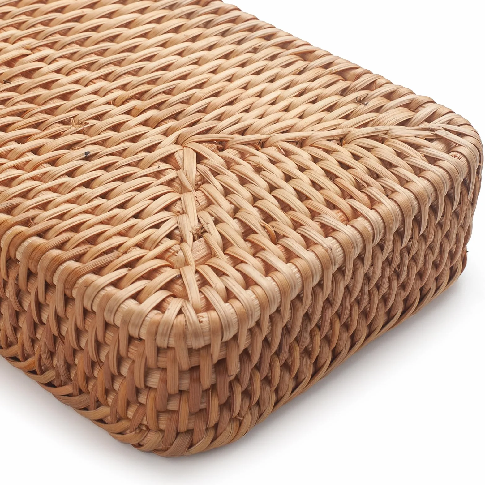 Rattanowe tace łazienkowe na toaletkę, kosze na zbiornik toaletowy długi wąski kosz do przechowywania ręczników do rąk, dekoracyjne (naturalne, 26 x 12,4 x 4,1 cm)