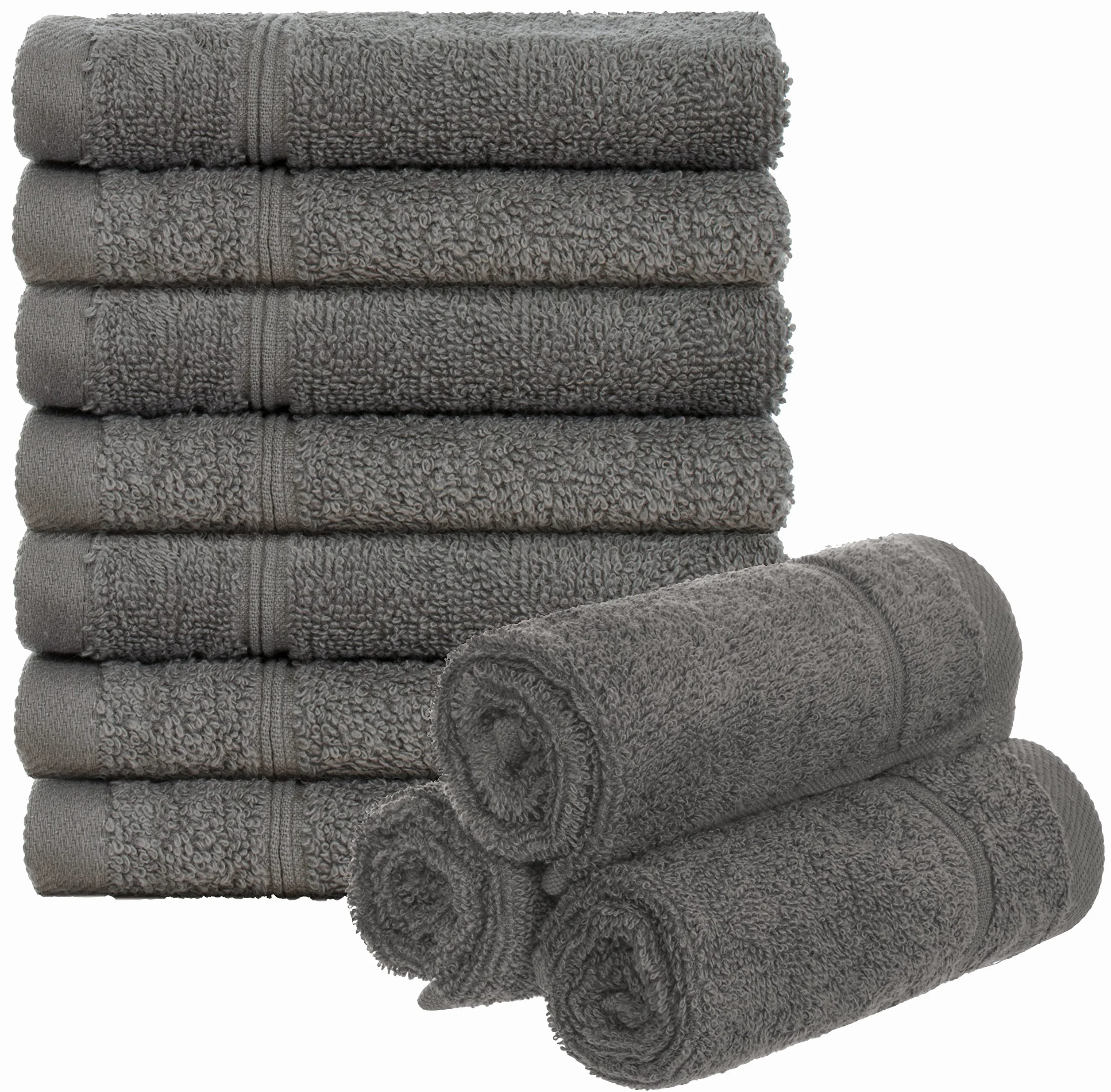 Brandsseller 10-częściowy zestaw ręczników do mycia 30 x 30 cm, myjki frotte, ręczniczki do mydła, ręczniki dla gości z zawieszką, bawełna 470 g/m², do łazienki, gospodarstwa domowego - antracytowy