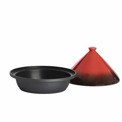Tajine ze stali nierdzewnej do indukcji i ceramiki gradient czerwony czarny