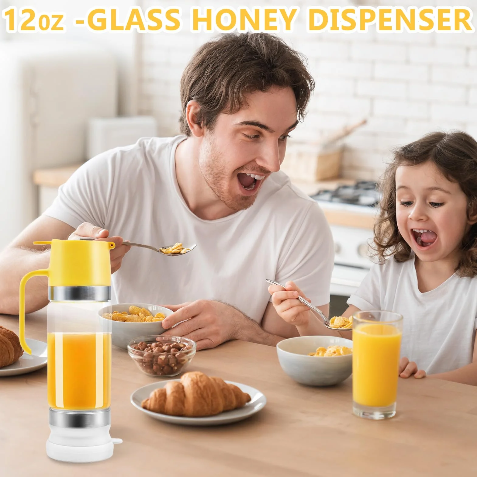 Dozownik miodu szklany 350 ml niekapiący słoik z uchwytem