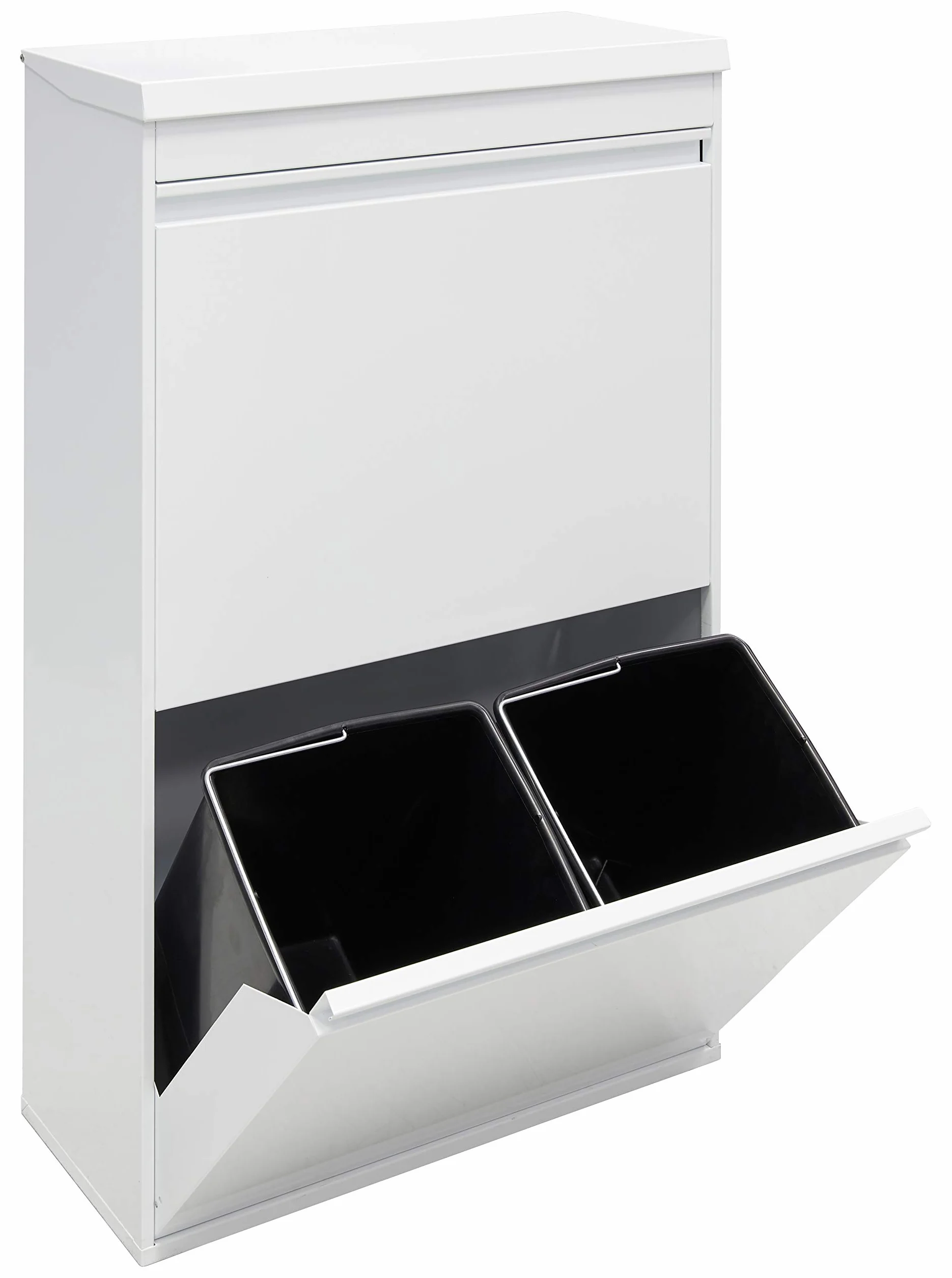 ARREGUI Top CR621-B system segregacji śmieci ze stali z pudełkiem do przechowywania z pokrywką | 4 przegródki do kuchni | 4 pojemniki na śmieci | wyjmowany kosz wewnętrzny z uchwytem | 4 x 17 l (68 l)