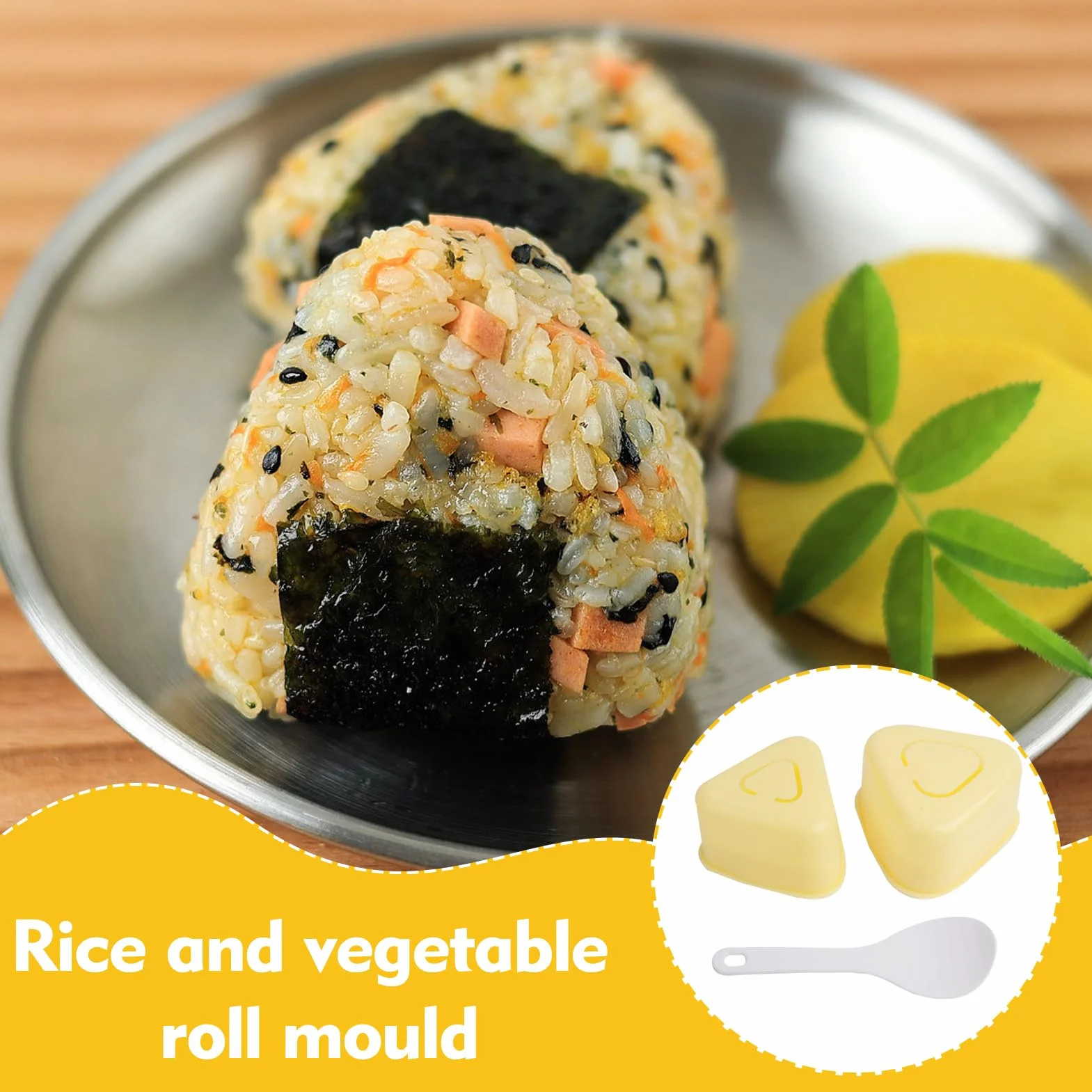 3-częściowy zestaw do robienia sushi onigiri sushi, zestaw do samodzielnego przygotowania kul ryżowych, do liści nori i alg – łatwe przygotowanie sushi w domu – nie zawiera BPA i nadaje się do