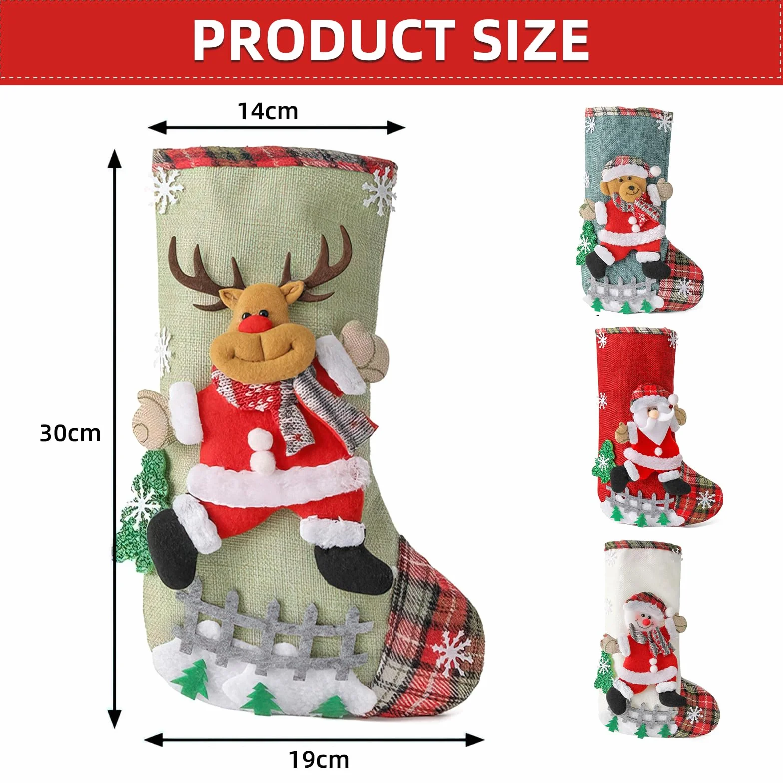 Świąteczne skarpety kominkowe O-Kinee 4 sztuki Boots Custom Christmas Socks Hanging Wypełniacz Dekoracja domu