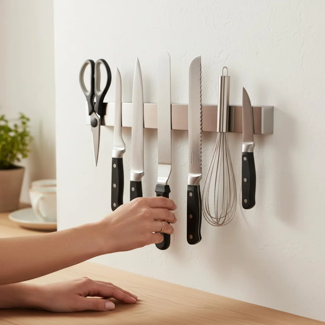 cocovibes LEILA Listwa na noże 40 cm – listwa magnetyczna do noży bez wiercenia, samoprzylepna, ze stali nierdzewnej o dużej sile magnetycznej, do kuchni i warsztatu