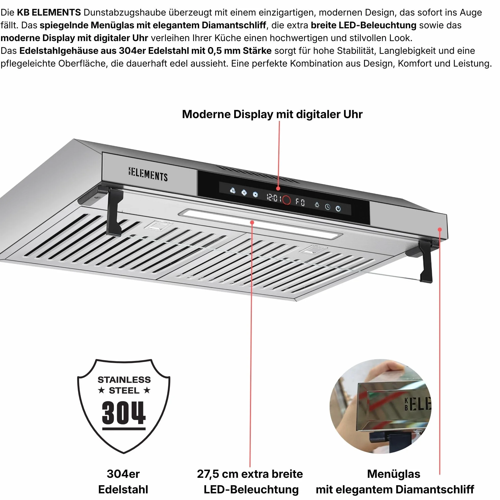 okap kuchenny 60 cm, okap z obiegiem/wywiewem z potężną wydajnością ssącą 650 m³/h, podwójny silnik, sterowanie gestami, wielofunkcyjny ekran dotykowy (srebrny 60 cm)