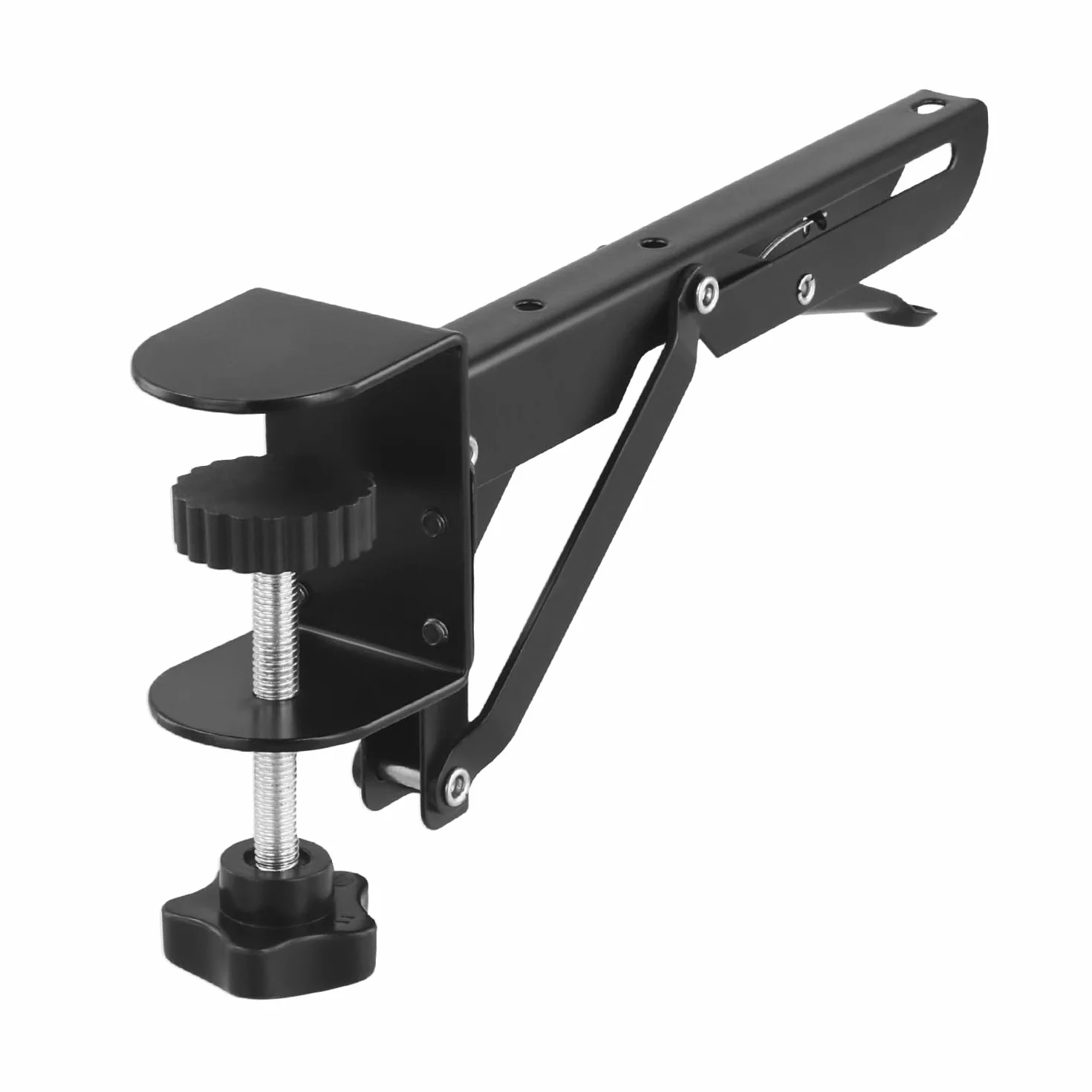 QWORK® zestaw 2 uchwytów przedłużających do biurka z klipsem do montażu na stole, zdejmowany, składany uchwyt na biurko o grubości od 1 do 5 cm
