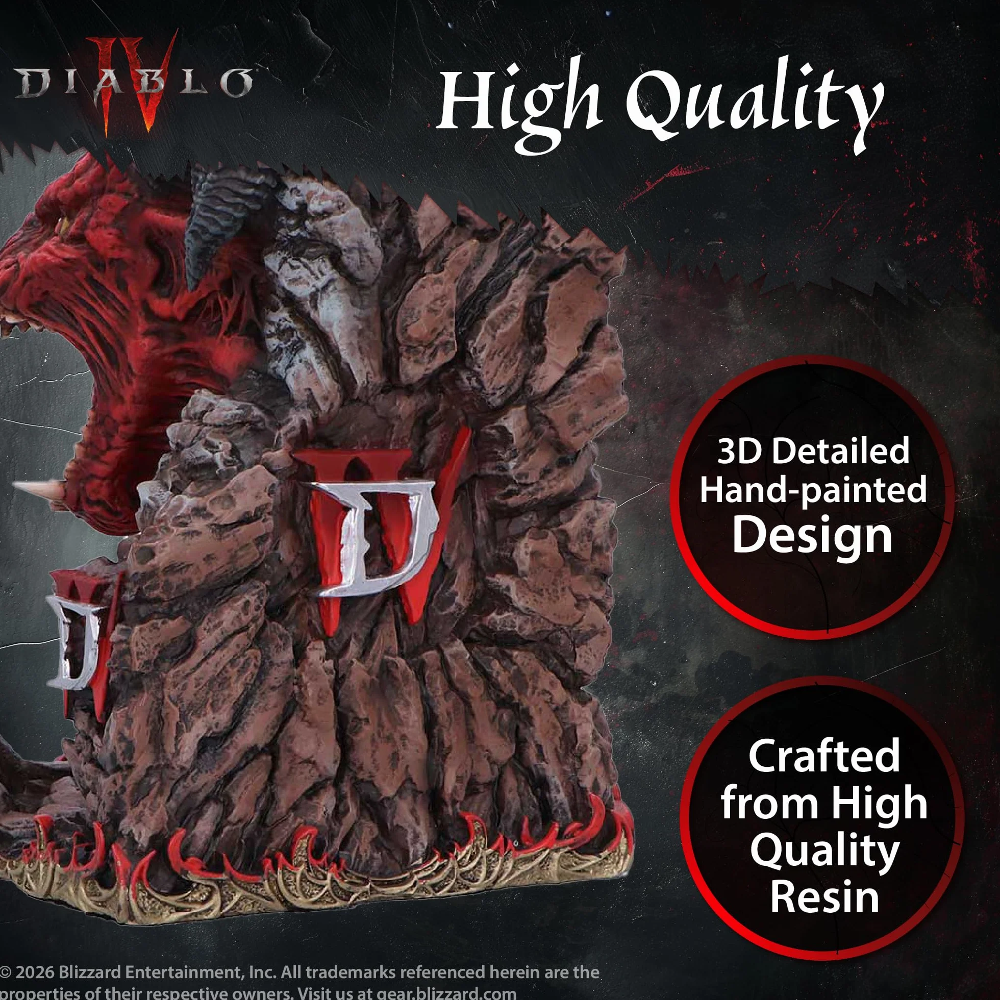 Nemesis Now Diablo IV Minion of Hell podpórka do książek, 18,3 cm, oficjalna licencjonowana podpórka na książki, dekoracja biurowa i dekoracja półki z kultowym logo, do dekoracji gier