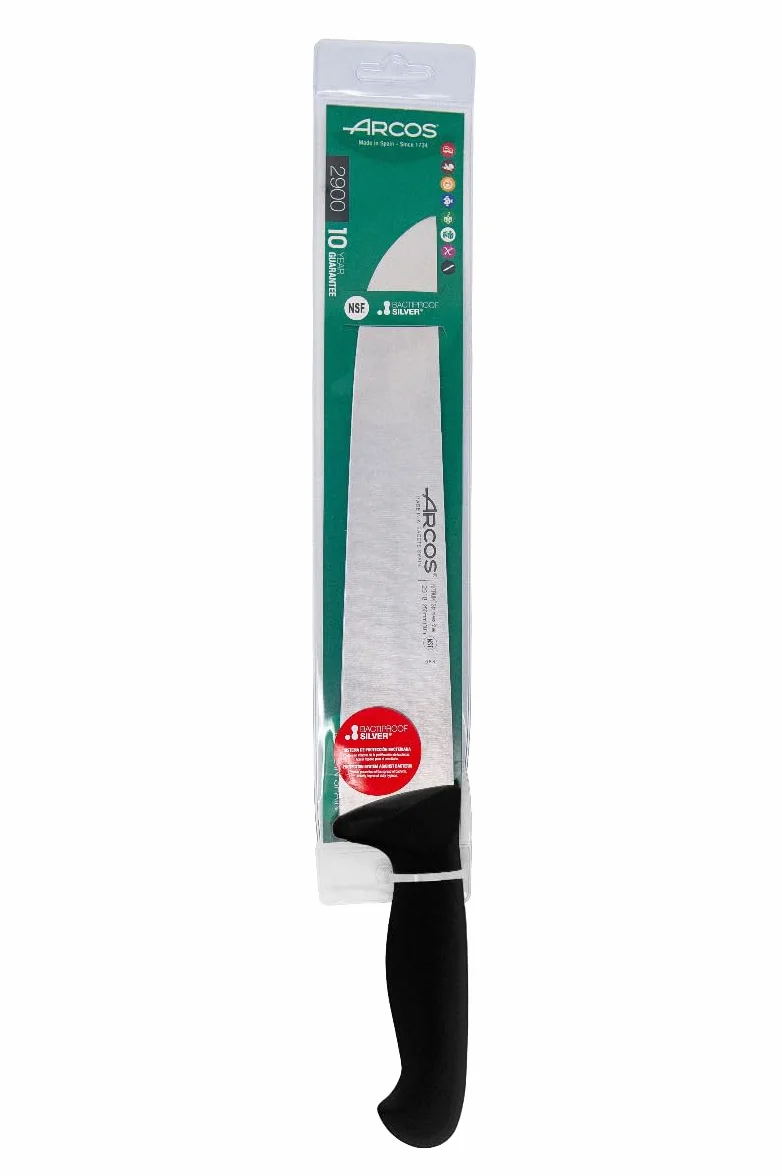 Arcos seria 291825 2900-rzeźnik stek nóż - ostrze nitrm 250 mm (9,84 cala) - uchwyt polipropylenowy czarny kolor, 18/8 stal nierdzewna