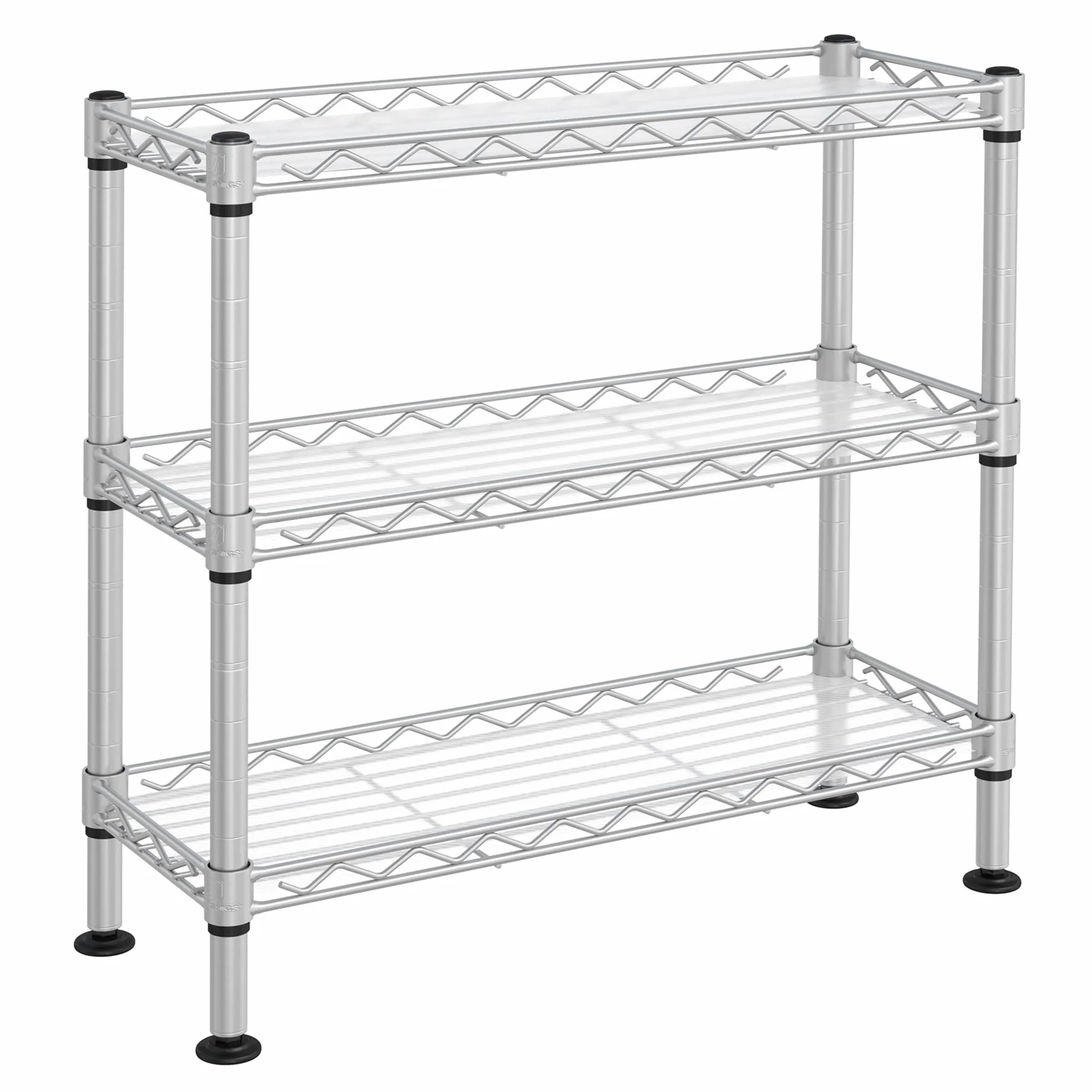 SONGMICS Stojak na przyprawy z 3 poziomami, organizer kuchenny, wykonany z metalu, z panelami PP, regulowany poziom półek, 40 x 15 x 39,5 cm, srebrny matowy LGR025E01