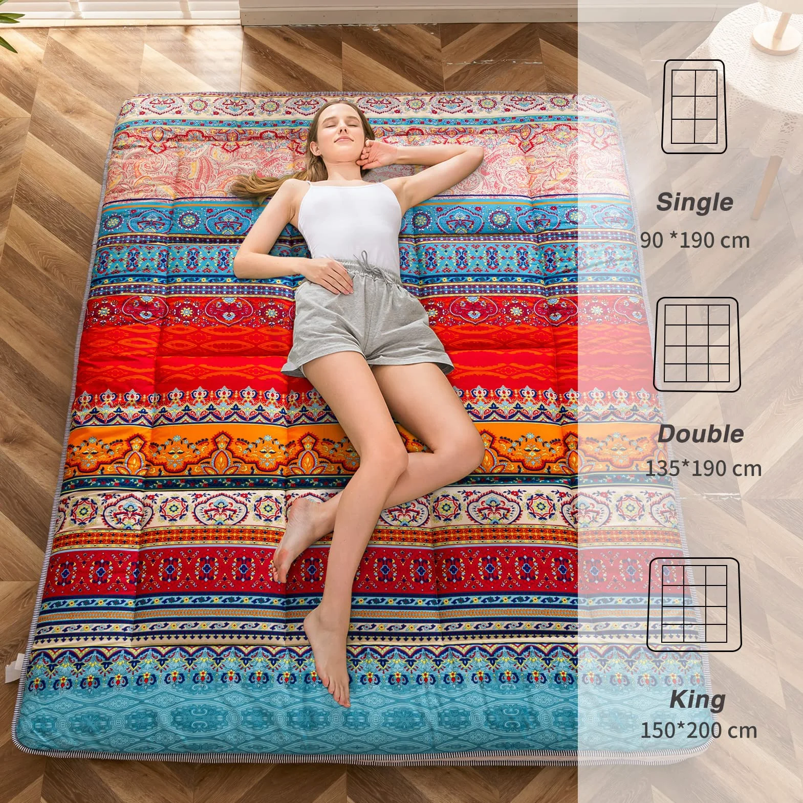 MAXYOYO Materac futon 150x200 cm przenośne łóżko kempingowe japońska mata do tatami