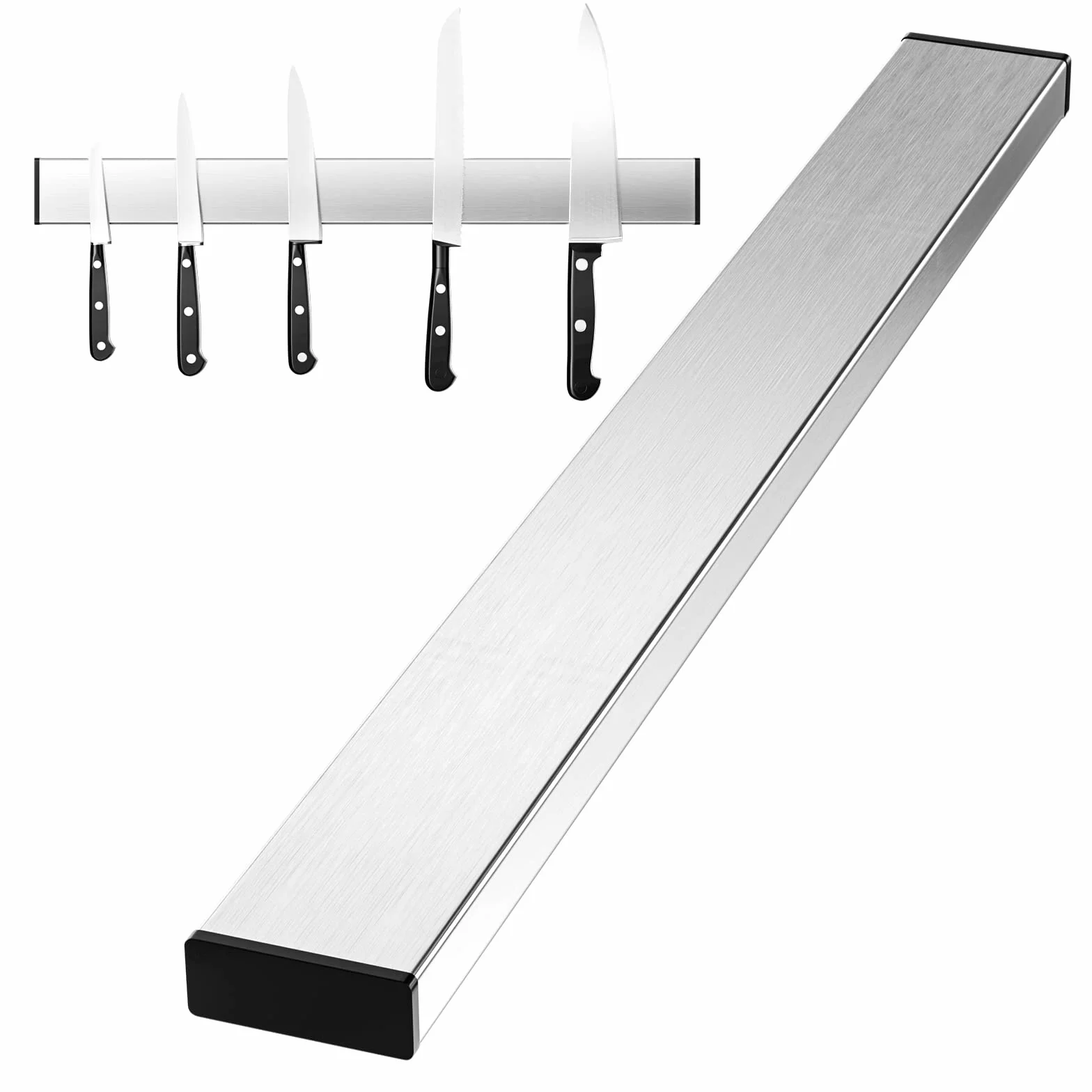 Newaner 40 cm listwa magnetyczna na noże, samoprzylepna, szyna magnetyczna do klejenia, magnetyczna listwa, paski magnetyczne ze stali nierdzewnej, może być zainstalowana bez wiercenia, może pomieścić