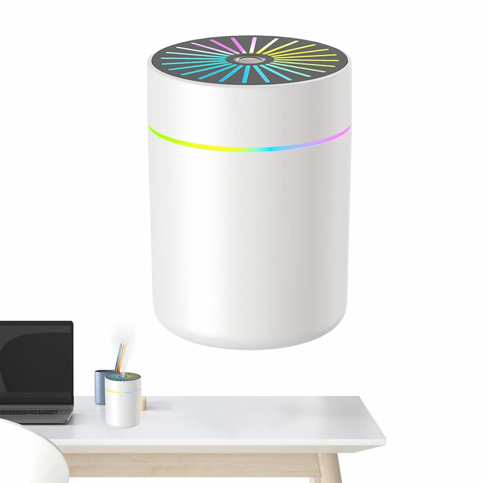Nawilżacz biurkowy, 0,5 l mały nawilżacz i oczyszczacz roślin, ABS, PP timer automatycznego wyłączania, filtrowany rozpylacz, idealny do żłobka, dzieci, hotelu, podróży i użytku w łazience, 6,7 x 6,7