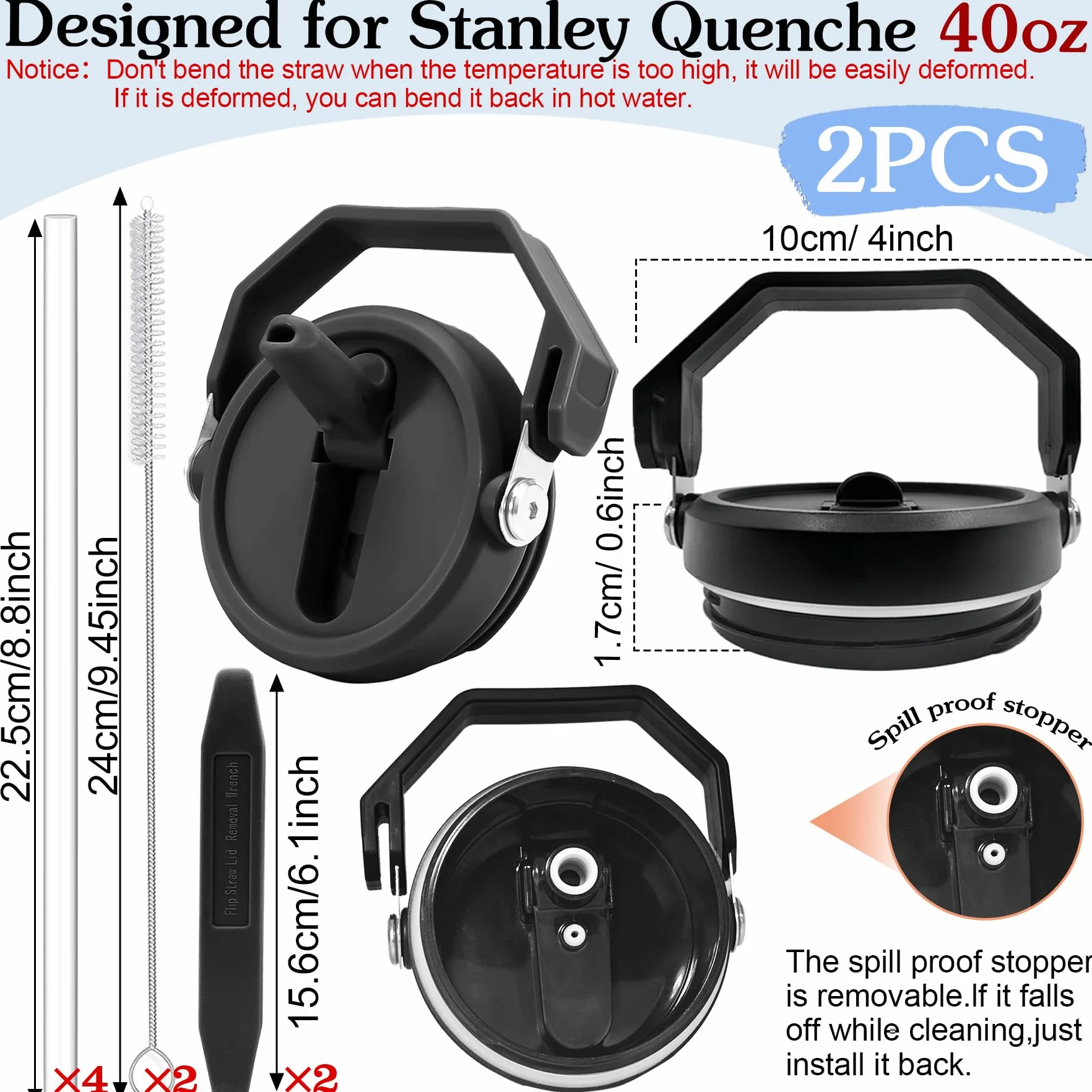 TZEKING Stanley Cup 2025, zdejmowane, szczelne, zestaw 2 sztuk, łatwe do czyszczenia 360°, odporne na pleśń, pyłoszczelne, wielokrotnego użytku, zapasowe pokrywki