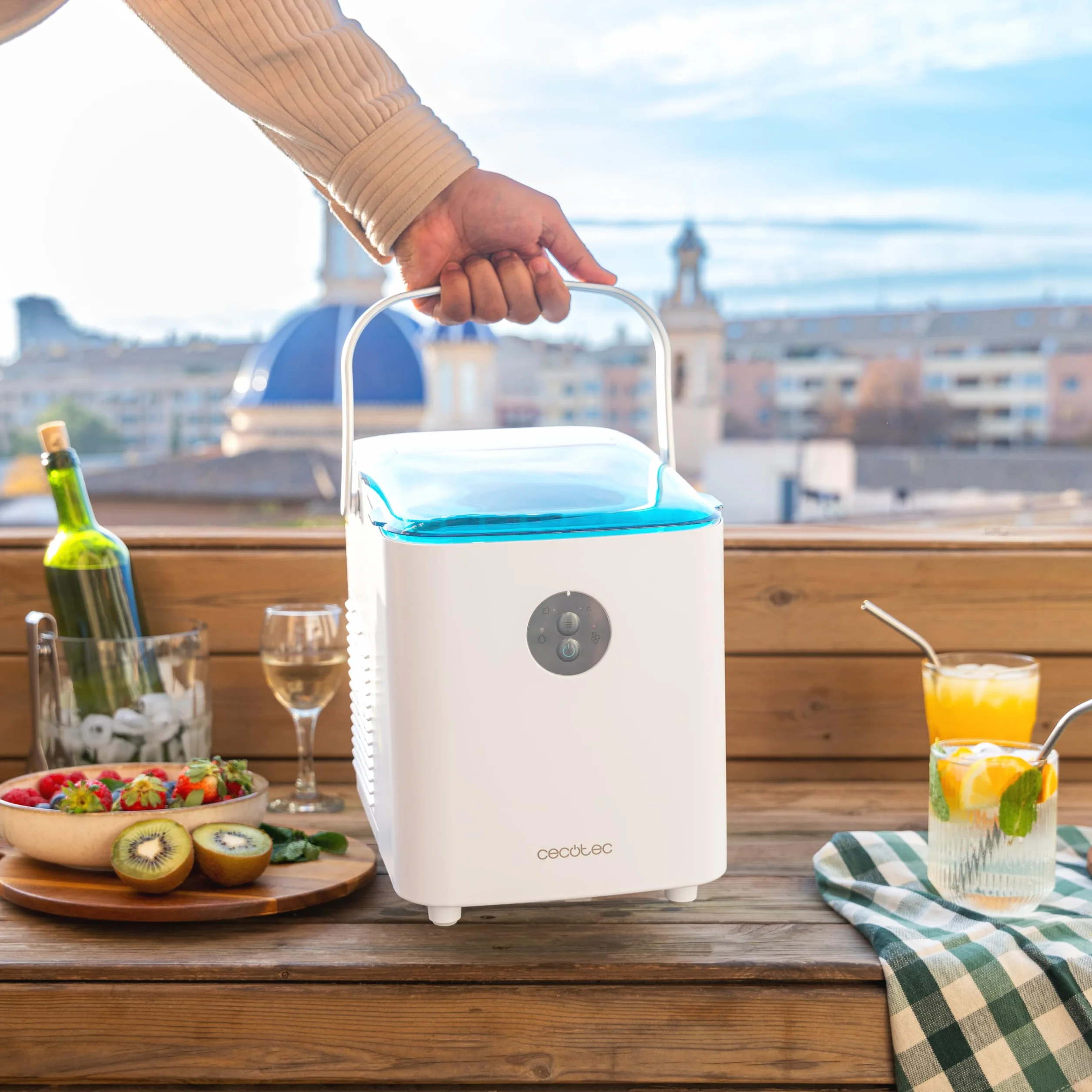 Cecotec Maszyna do robienia lodu z oknem, Ice Maker, Chillin' Ice 1200 Go 120W, dzienna wydajność 12 kg, lód w 6-8 minut, 2 rozmiary kostek, prosta kontrola