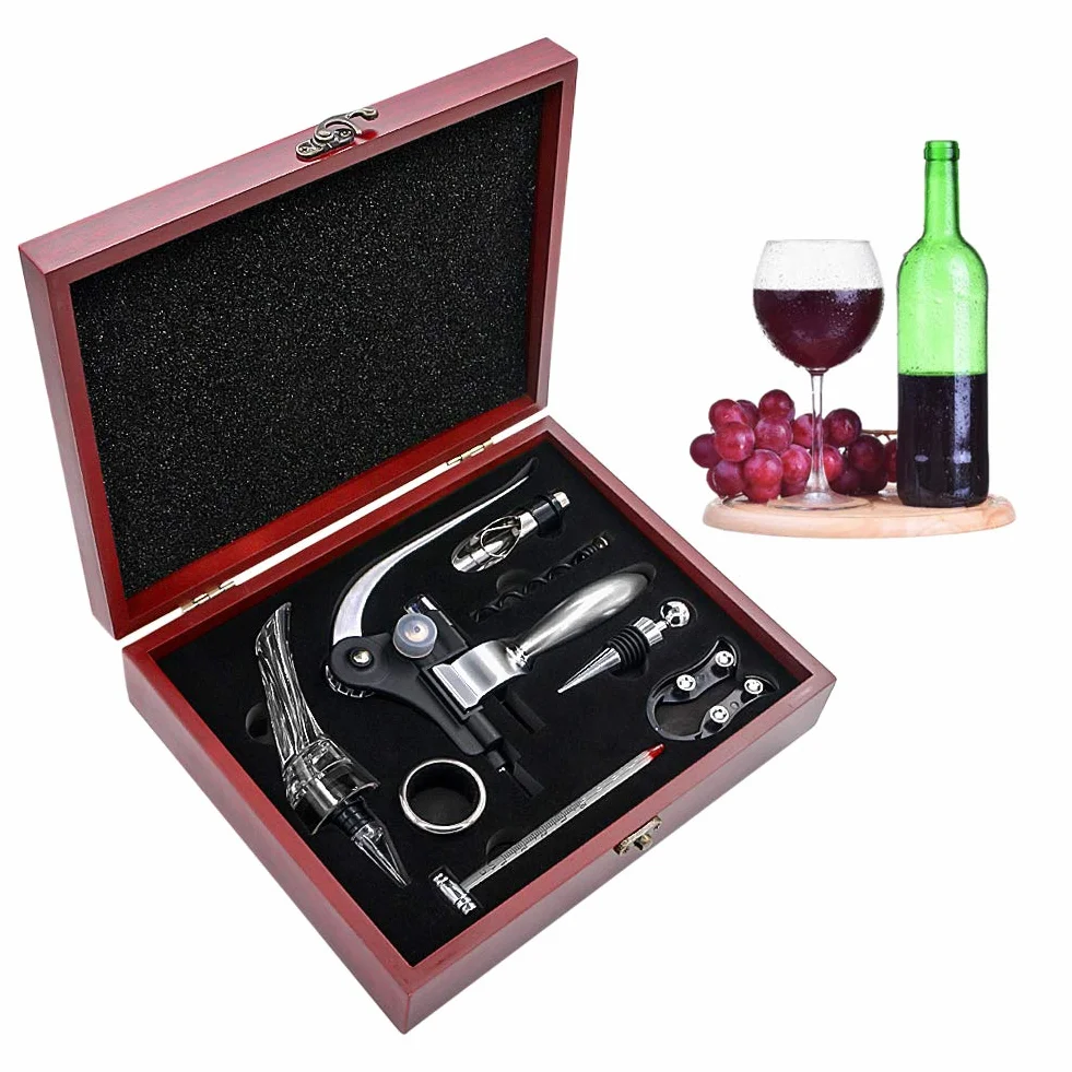 SumDirect Zestaw do otwierania wino, korkociąg królika z ramieniem dźwigni, zestawy akcesoriów, otwieracz do butelek, nożyki do folii, napowietrzacz, korki do wino, termometry