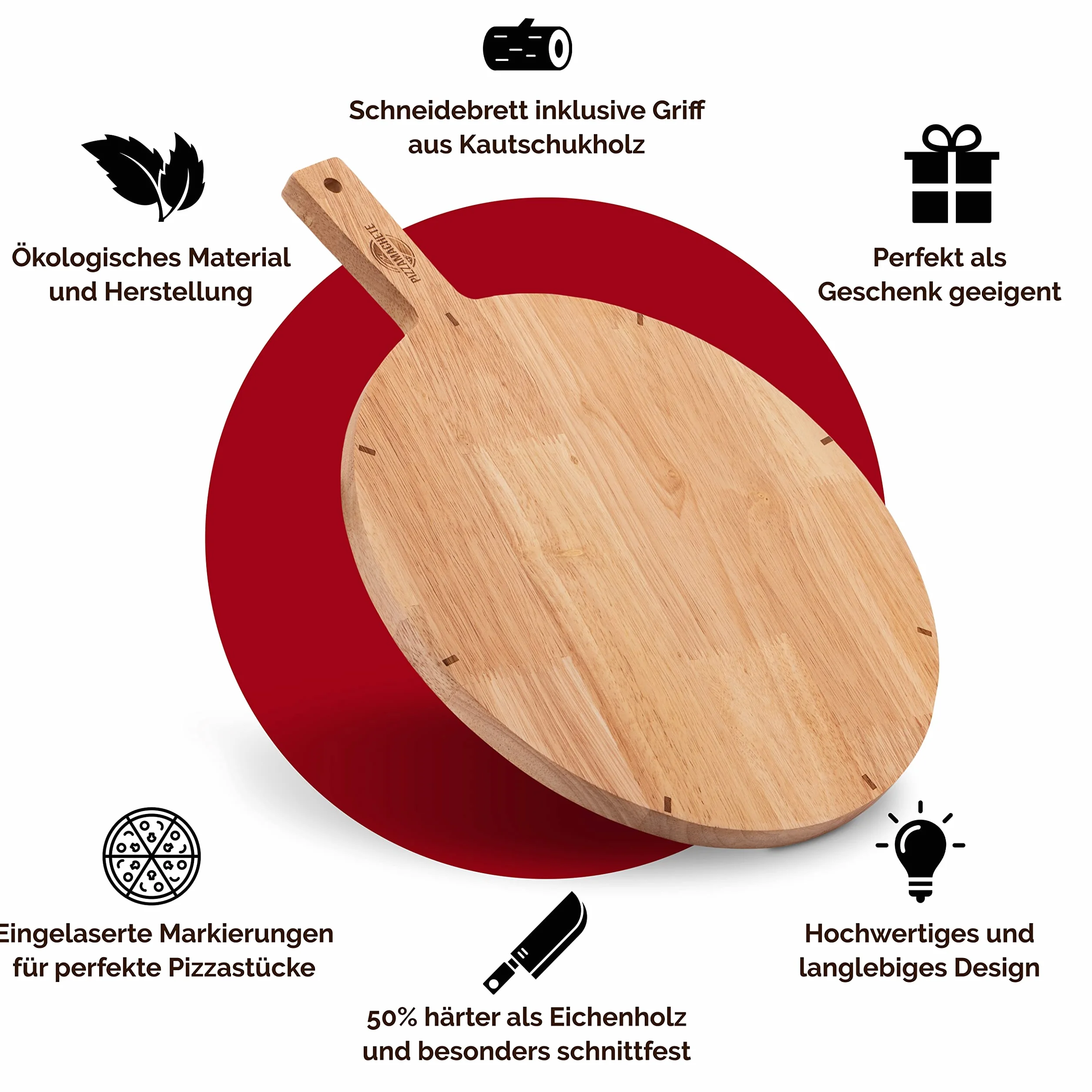 PIZZAMACHETE Deska do pizzy drewniana 30,5 cm Zestaw 2 szt