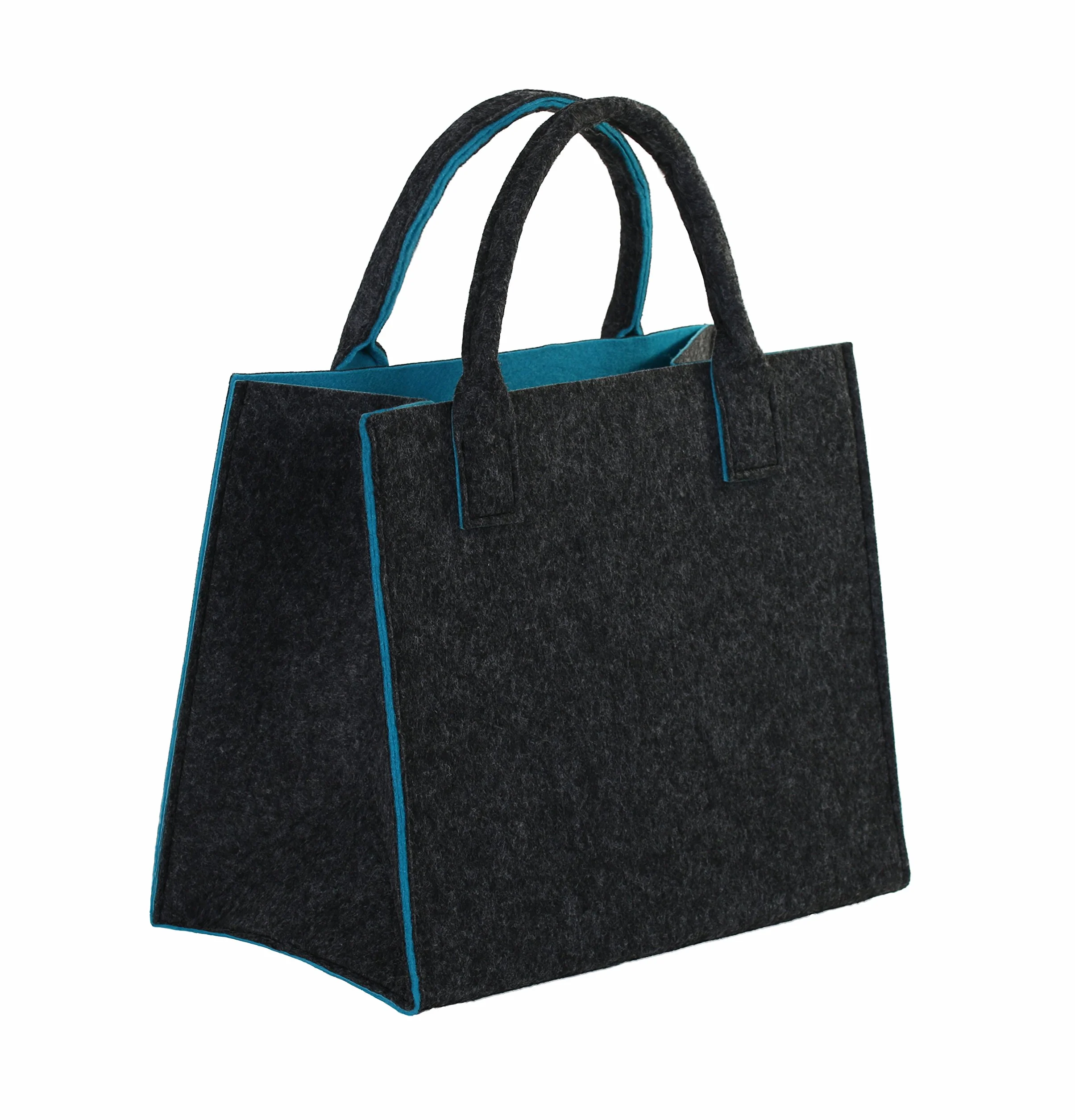 Brandsseller Praktyczna torba na zakupy Shoppingbag torba rekreacyjna pojemnik do przechowywania z filcu - ok. 35 x 20 x 28 cm - antracyt/petrol