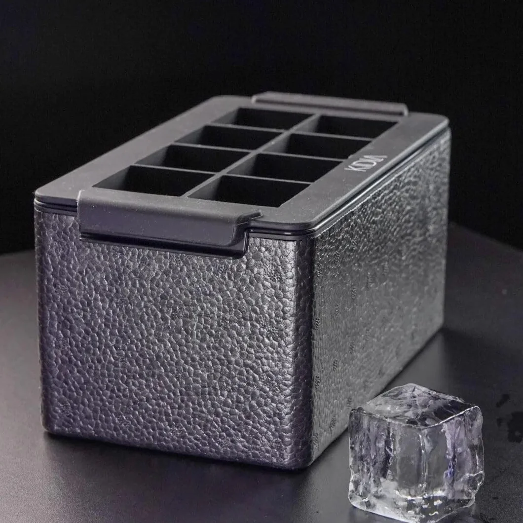 Kidia Ice Clear Cube Maker – Przezroczyste Kostki Lodu 8× 5x5x5 cm – Zamrażanie Kierunkowe, Silikon Spożywczy, Izolowany Pojemnik