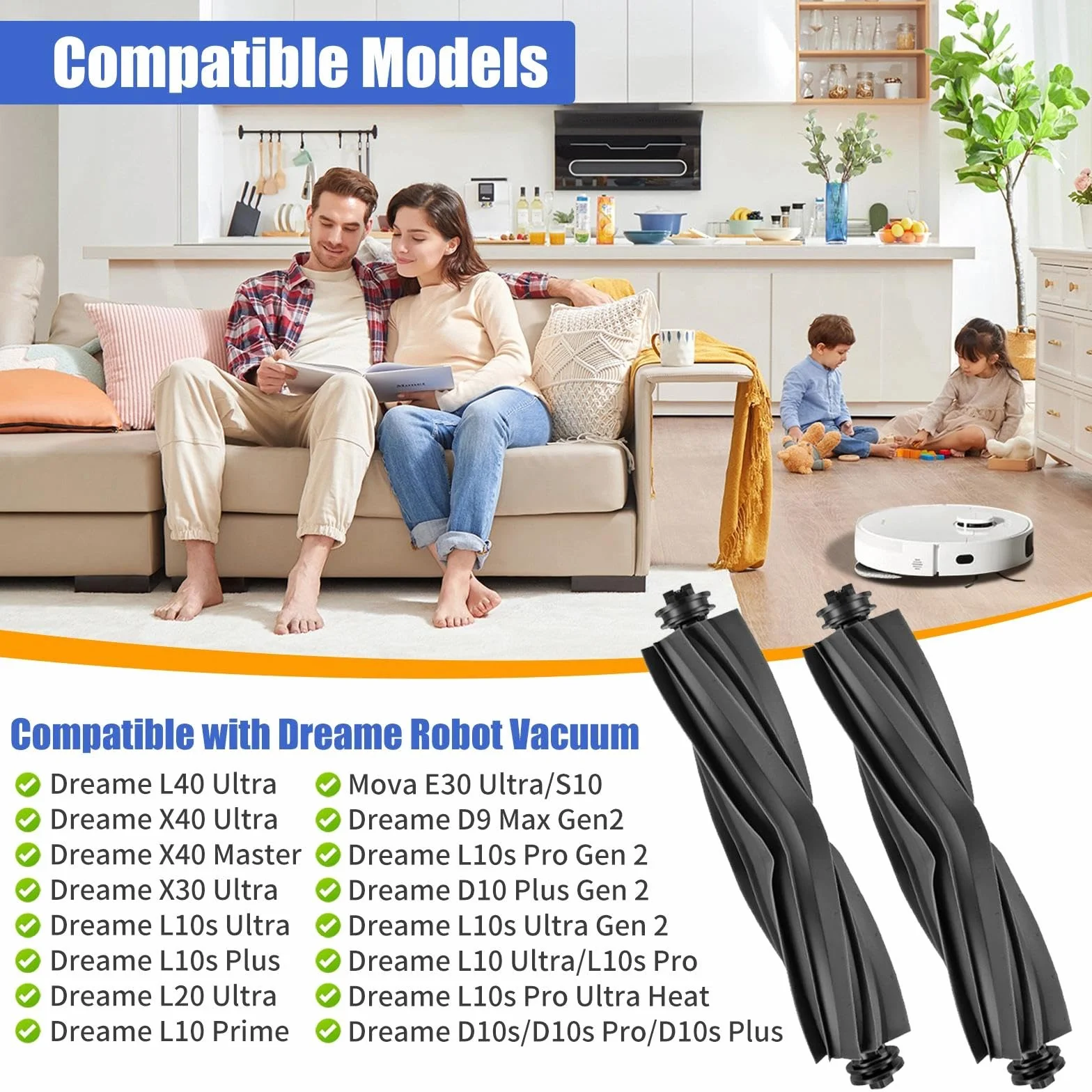 Szczotki Rolkowe do Dreame L10s Ultra/L10s Pro Ultra Heat/L10s Ultra Gen 2/L10s Pro Gen 2/D10 Plus Gen 2/L10s Plus/L20 Ultra/L10 Prime/L10 Ultra /L40 Ultra/X40 Master/X30 Ultra Odkurzacza
