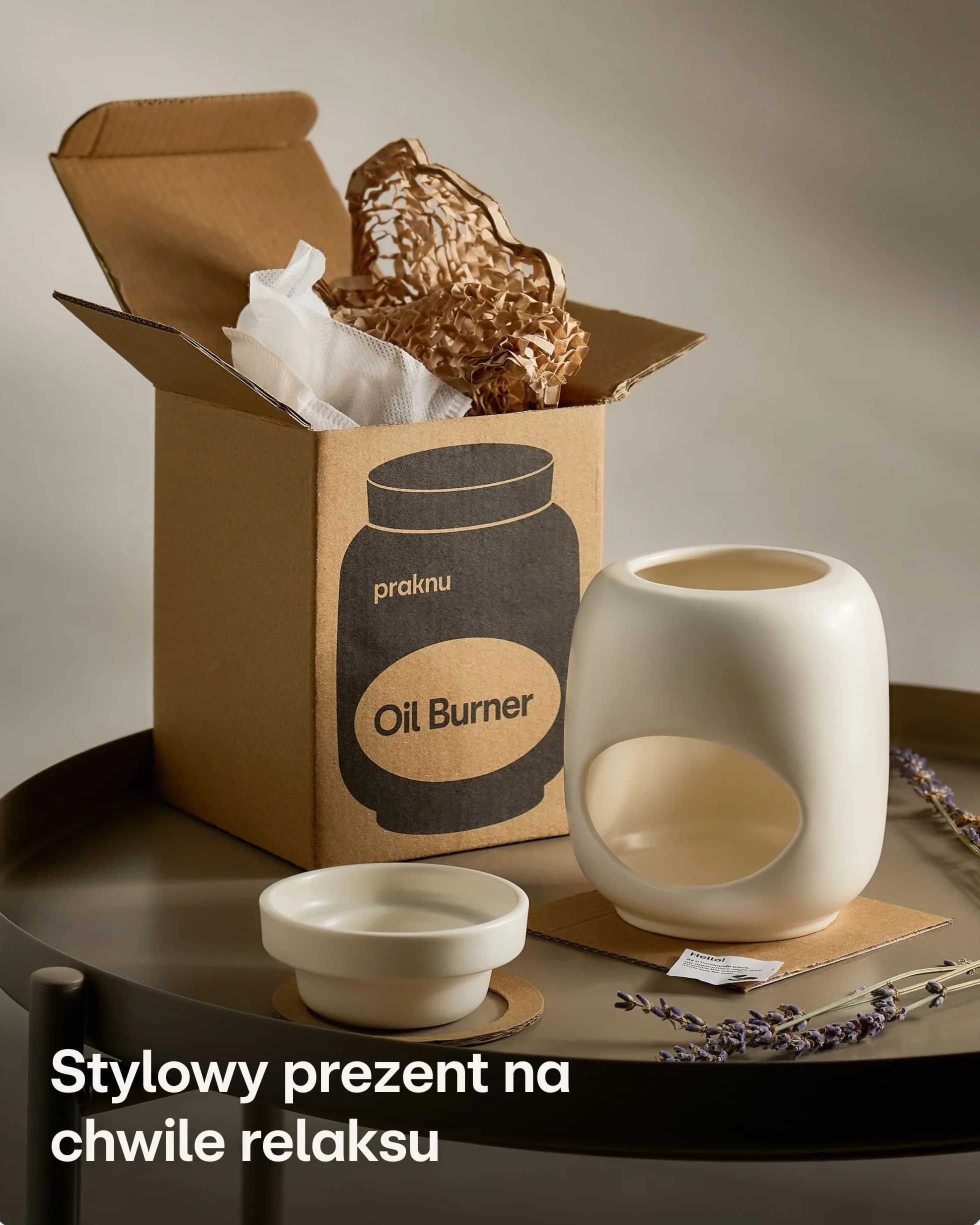 Praknu Ceramiczny Kominek na Podgrzewacz 75 ml – Delikatne Odparowywanie Olejków Eterycznych i Wosków Zapachowych – Długotrwały Zapach – Biały