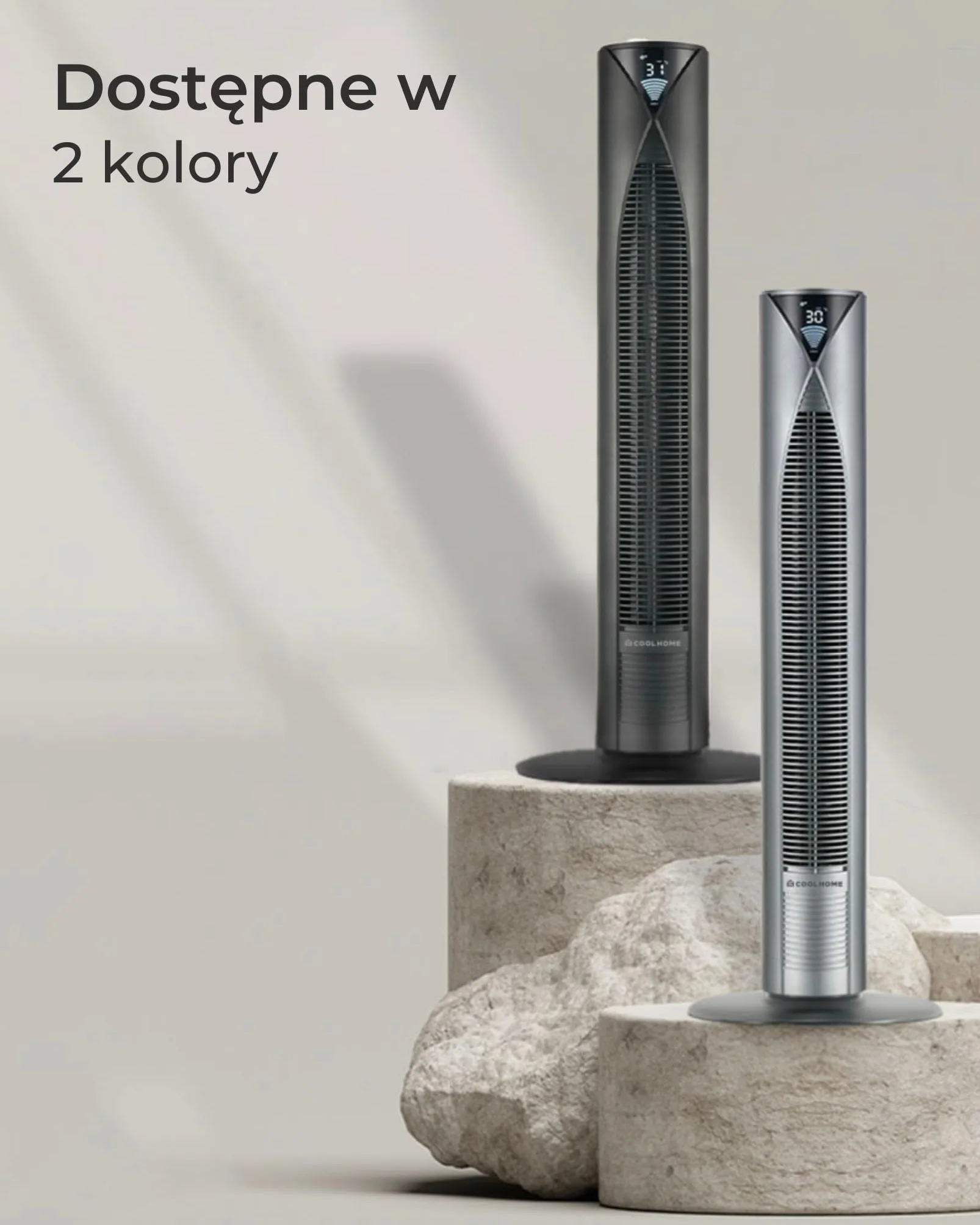 CF2205 - wentylator wieżowy z pilotem zdalnego sterowania - 96 cm - ściemniany ekran LED - czarny
