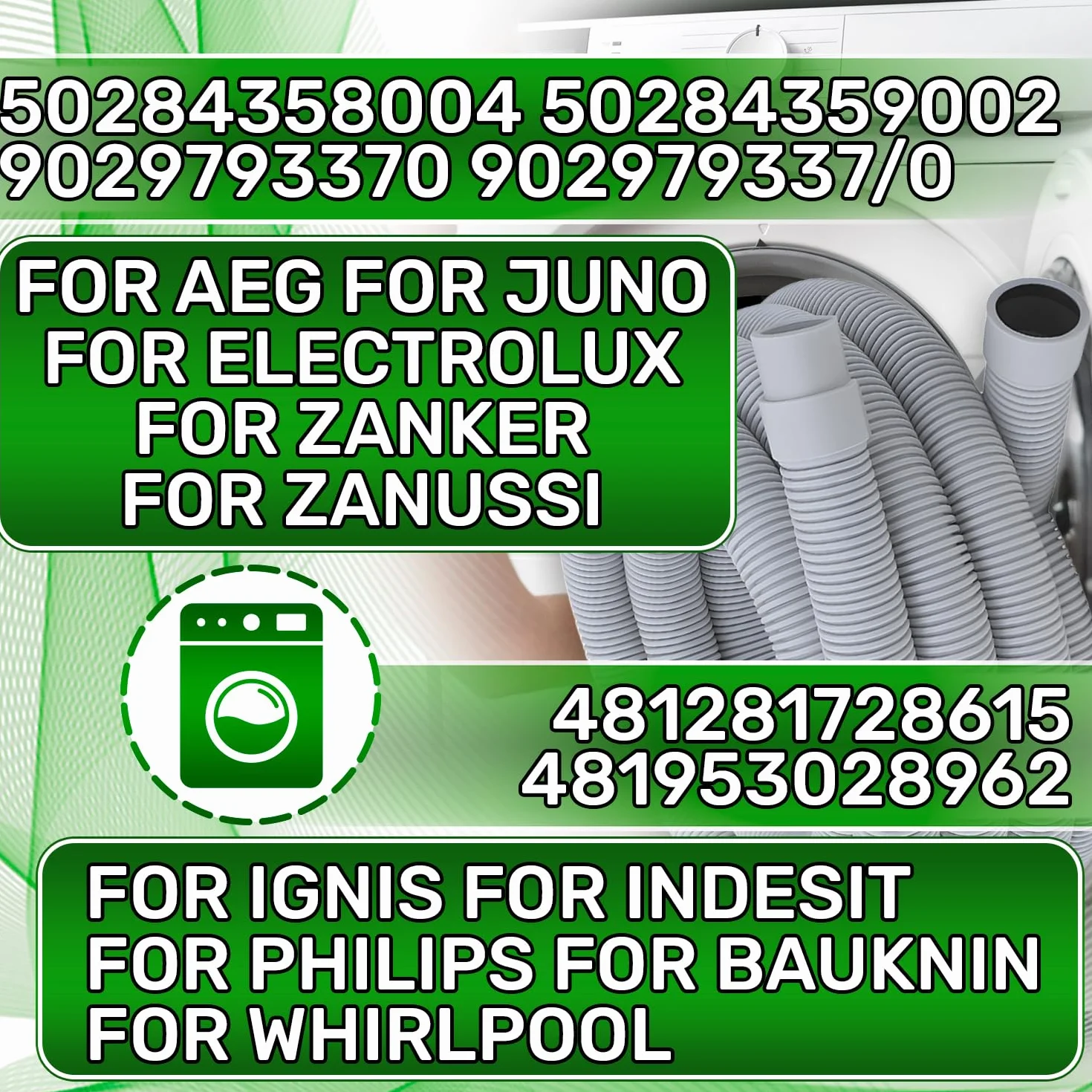 Rura Desague Pralka i zmywarka z uchwytem 2,5 m Ø 19/22 mm z oryginalnym kodem 2803800500 dla Beko 481953028962 dla Whirlpool - 5 lat - ONIX TECH