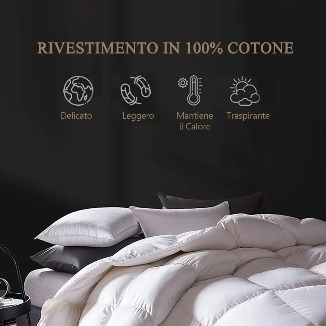 Kołdra letnia 200 x 200 cm wypełnienie puchowe 180 g/m2 100% bawełna organiczna Oeko-Tex RDS biała