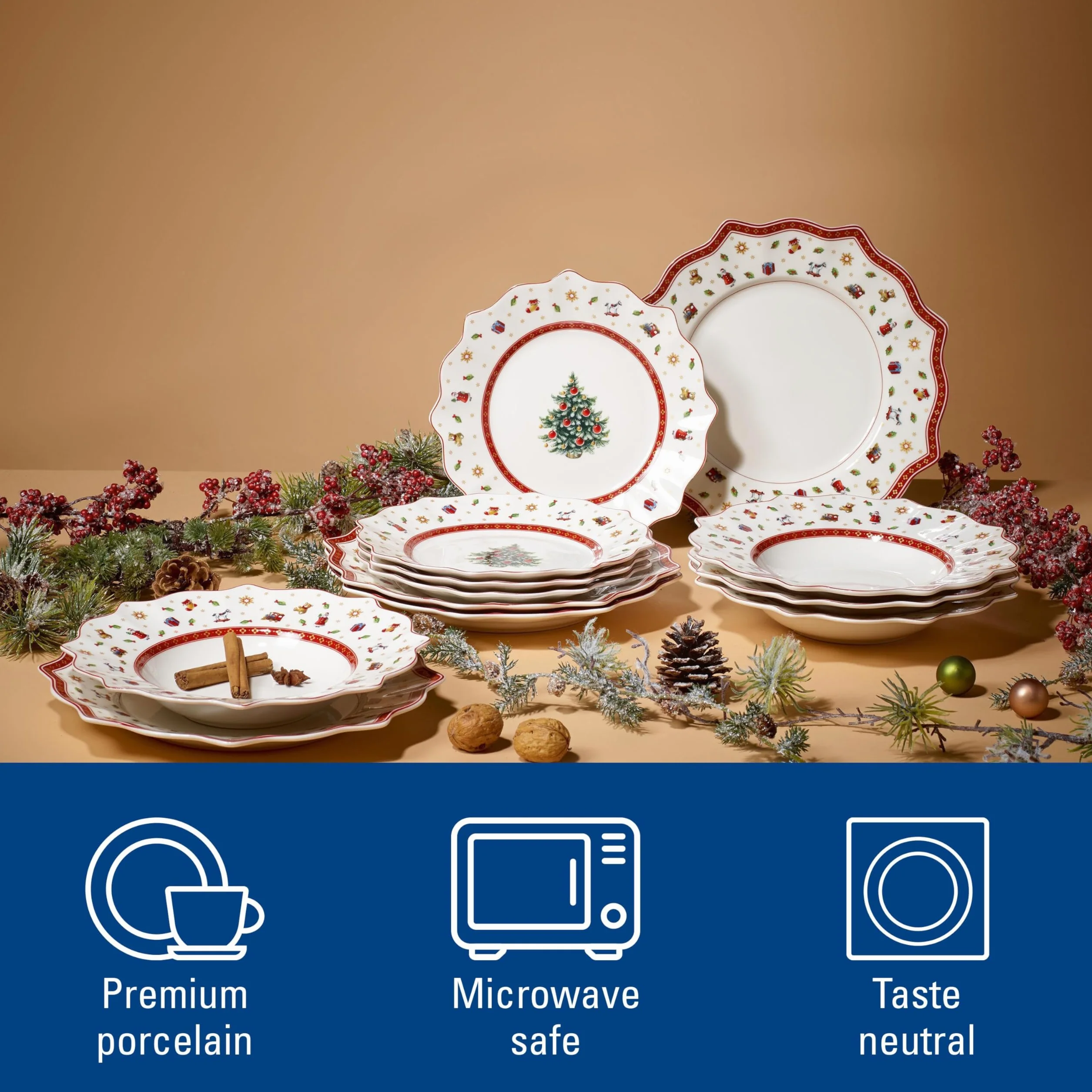 Villeroy & Boch Toy'S Delight Zastawa Stołowa, Biały/Czerwony, 12 Elementów