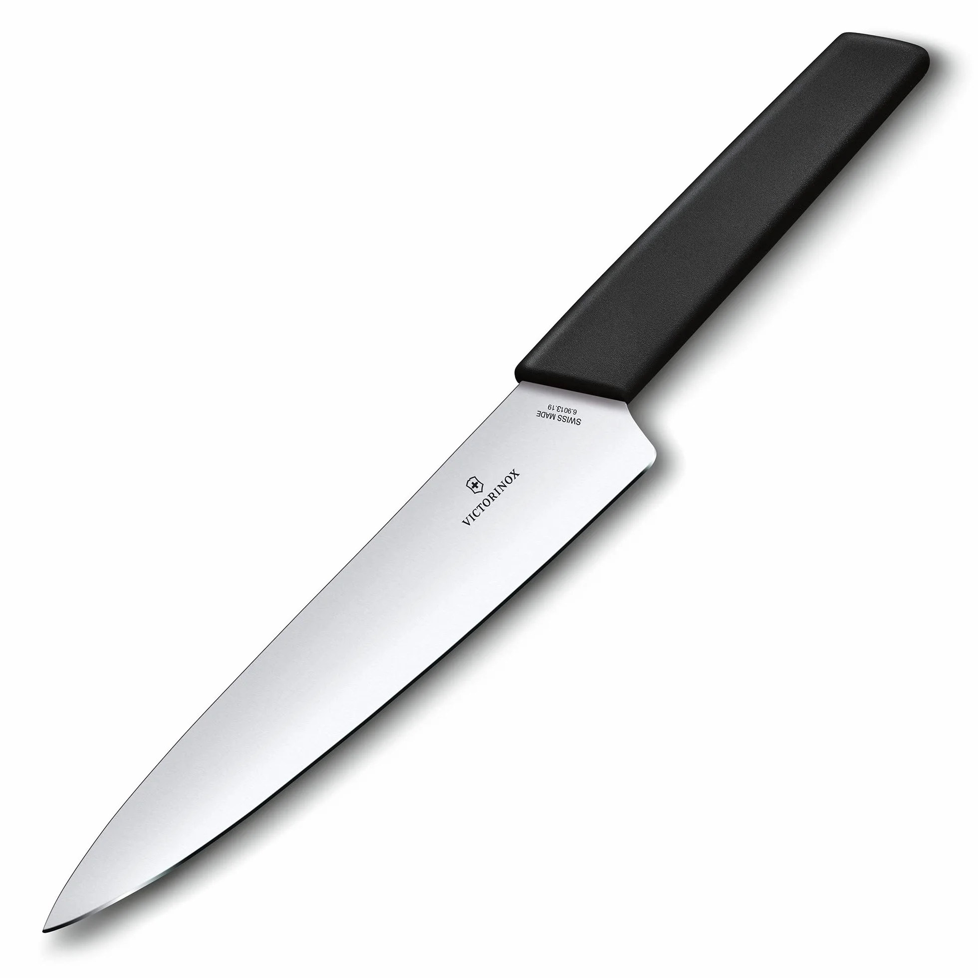 Victorinox Swiss Modern nóż do krojenia mięsa, prosty szlif, ostrze o długości 19 cm ze stali nierdzewnej, ergonomiczny uchwyt z tworzywa sztucznego, czarny