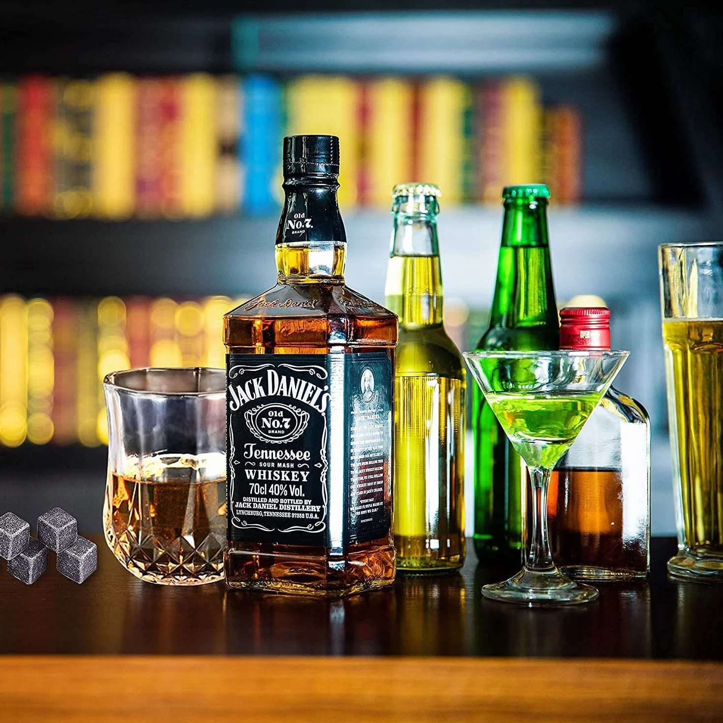 kamienie do whisky i szklanki, zestaw prezentowy dla mężczyzn, 8 granitowych kamieni do whisky + 2 kryształowe szklanki do whisky i aksamitna torba, na Dzień Ojca, Boże Narodzenie, prezent urodzinowy, prezent dla taty, chłopaka