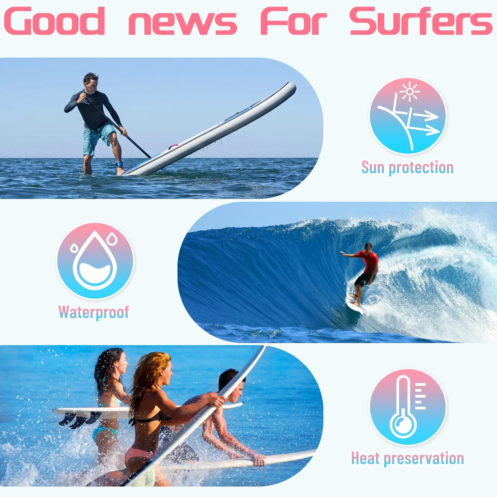Ponczo plażowe dla surferów, ponczo szybkoschnący ręcznik z mikrofibry, pomoc do szatni, ultralekkie ponczo surfingowe, ponczo kąpielowe dla dorosłych, gradient różowy