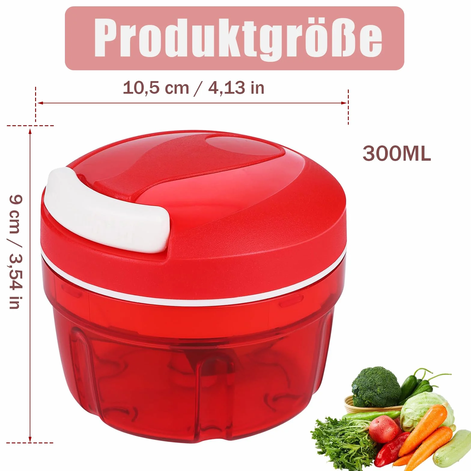 Ręczna krajarka do cebuli rozdrabniacz 300 ml czerwony