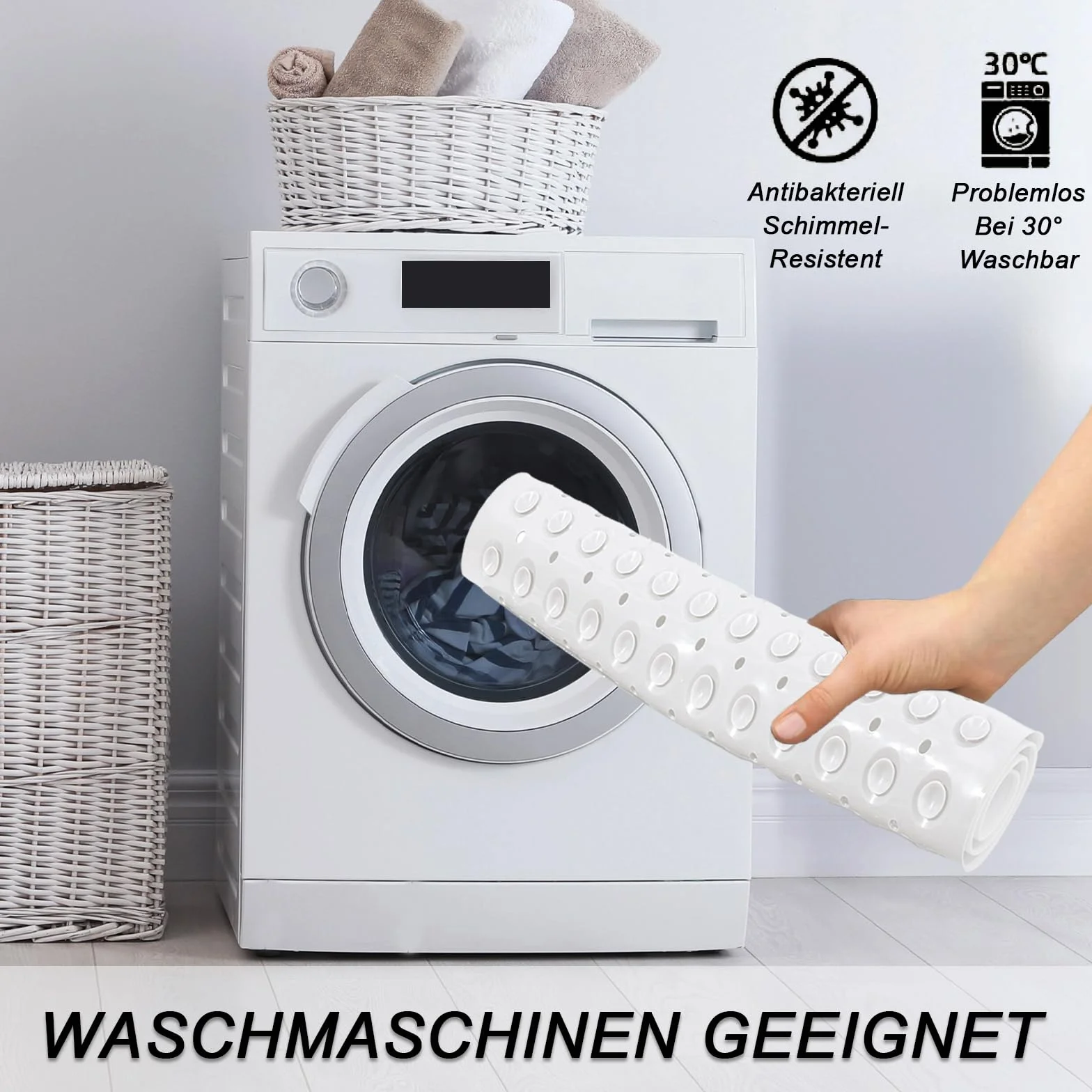 Mata prysznicowa antypoślizgowa PCW 80x80 cm kwadratowa z przyssawkami
