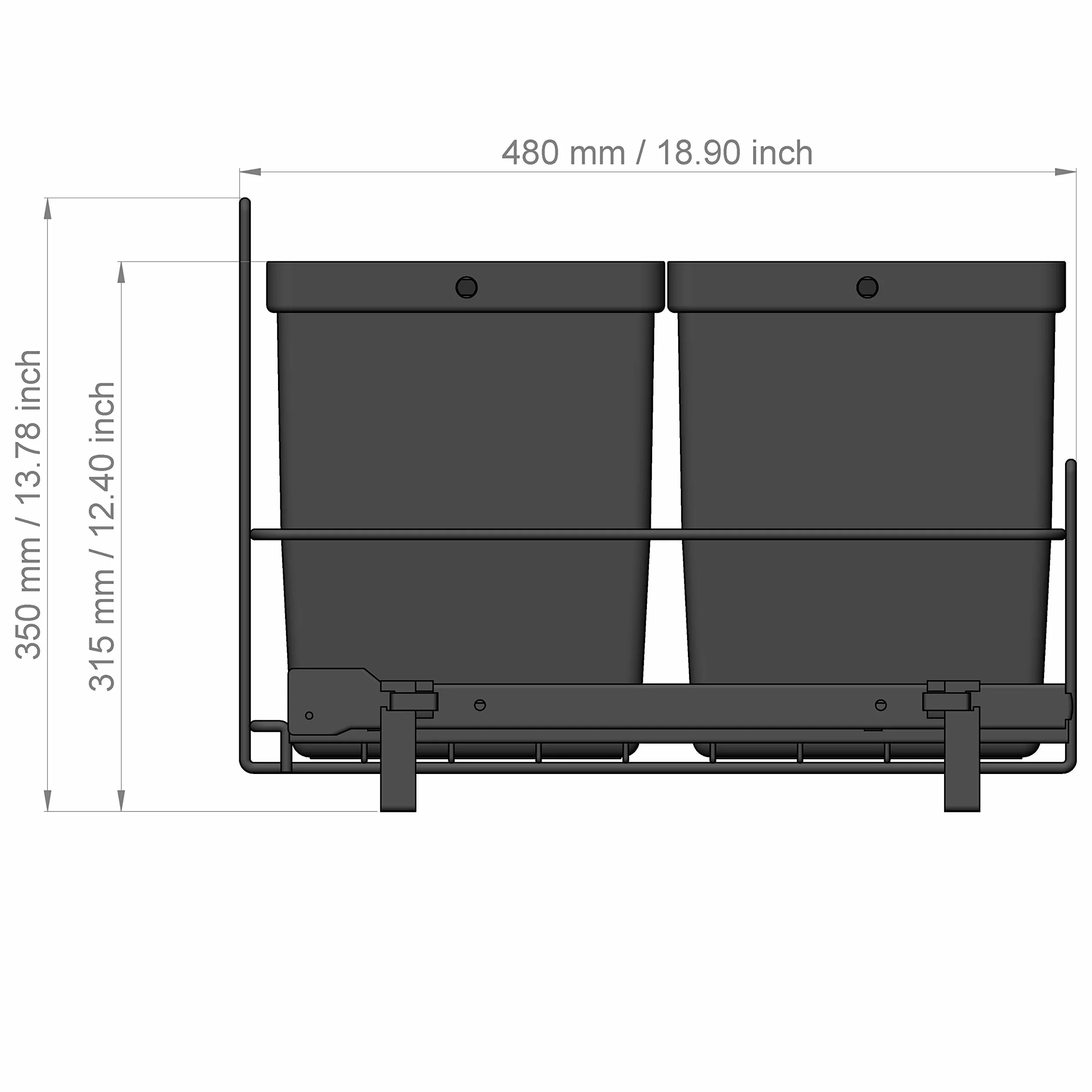LM 79/4 kosz na śmieci do zabudowy, wysuwany kosz na śmieci 4 x 8 l, kolor antracytowy, 33,2 x 48 x 35,5 cm, system segregacji odpadów, szafka pod umywalkę