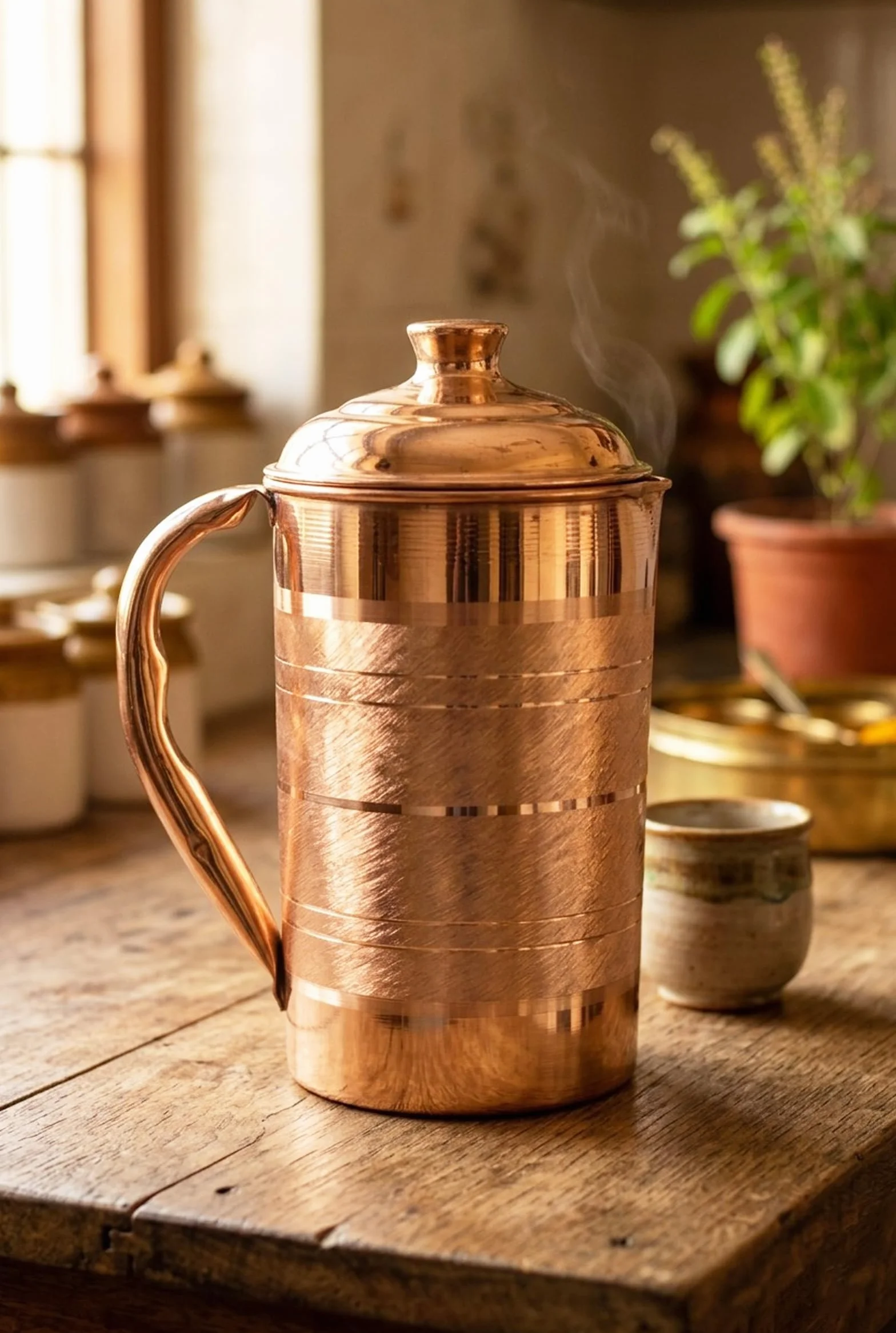 Dzbanek Na Wodę Z Czystej Miedzi Z Pokrywką 1500 Ml/50,7 Uncji Dzbanek Na Wodę Silver Touch Do Picia