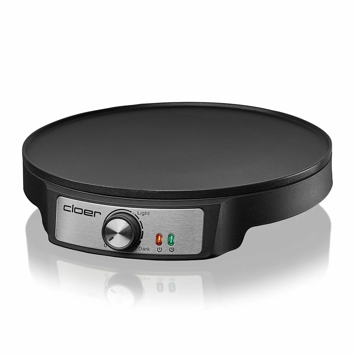 Cloer 6620 Urządzenie do Robienia Naleśników, do Słodkich Lub Pikantnych, o Średnicy 29 cm, 1200 W, Powłoka Zapobiegająca Przywieraniu, w Zestawie z Rozdzielaczem Ciasta z Drewna i Łopatką
