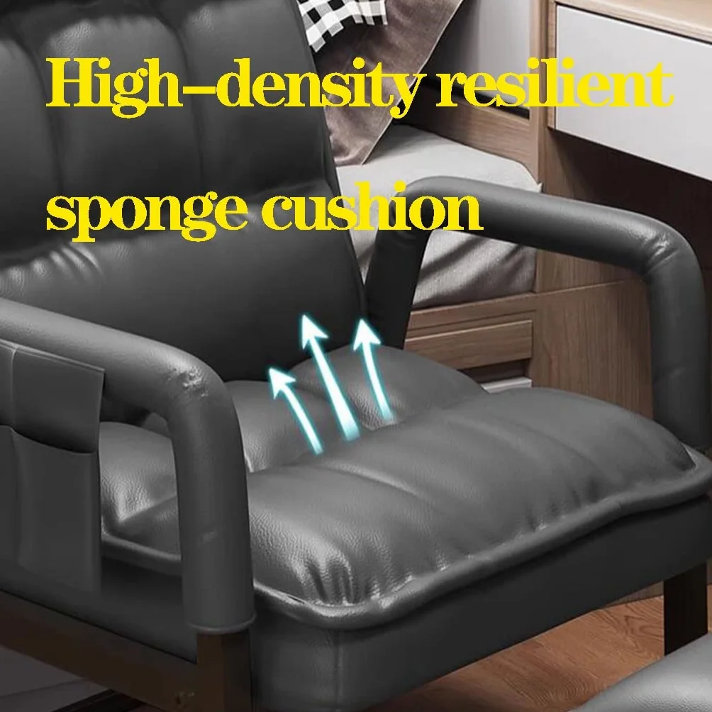 Ergonomiczne skórzane krzesło akcentujące z regulowanym oparciem i otomaną rozkładaną sofą z wysokim oparciem, wygodny gruby wyściełany fotel, kolor neronowy, idealny do salonu i biura