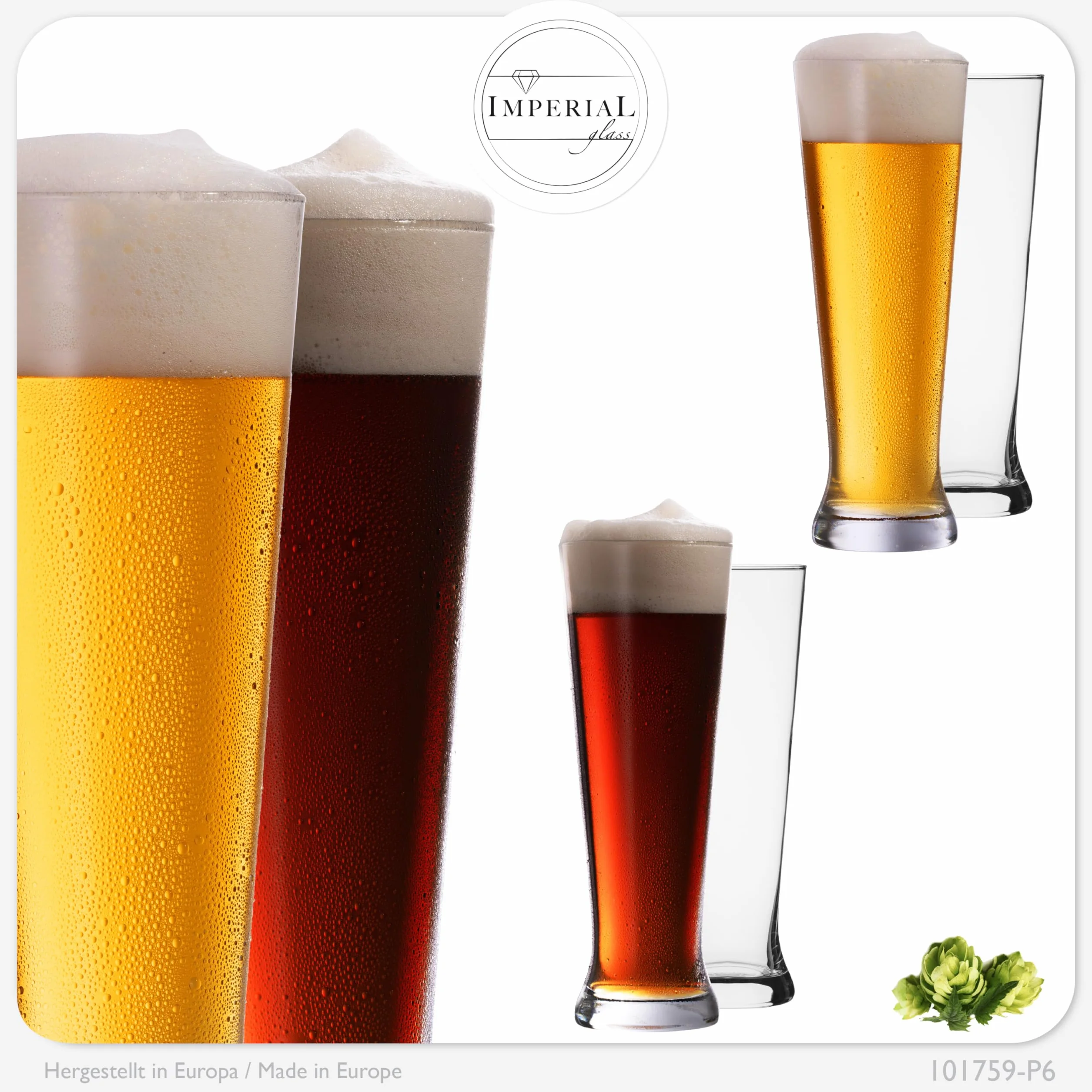 Pilsner szklanki do piwa o wysokiej pojemności 500 ml (maks. 680 ml), nadają się do mycia w zmywarce