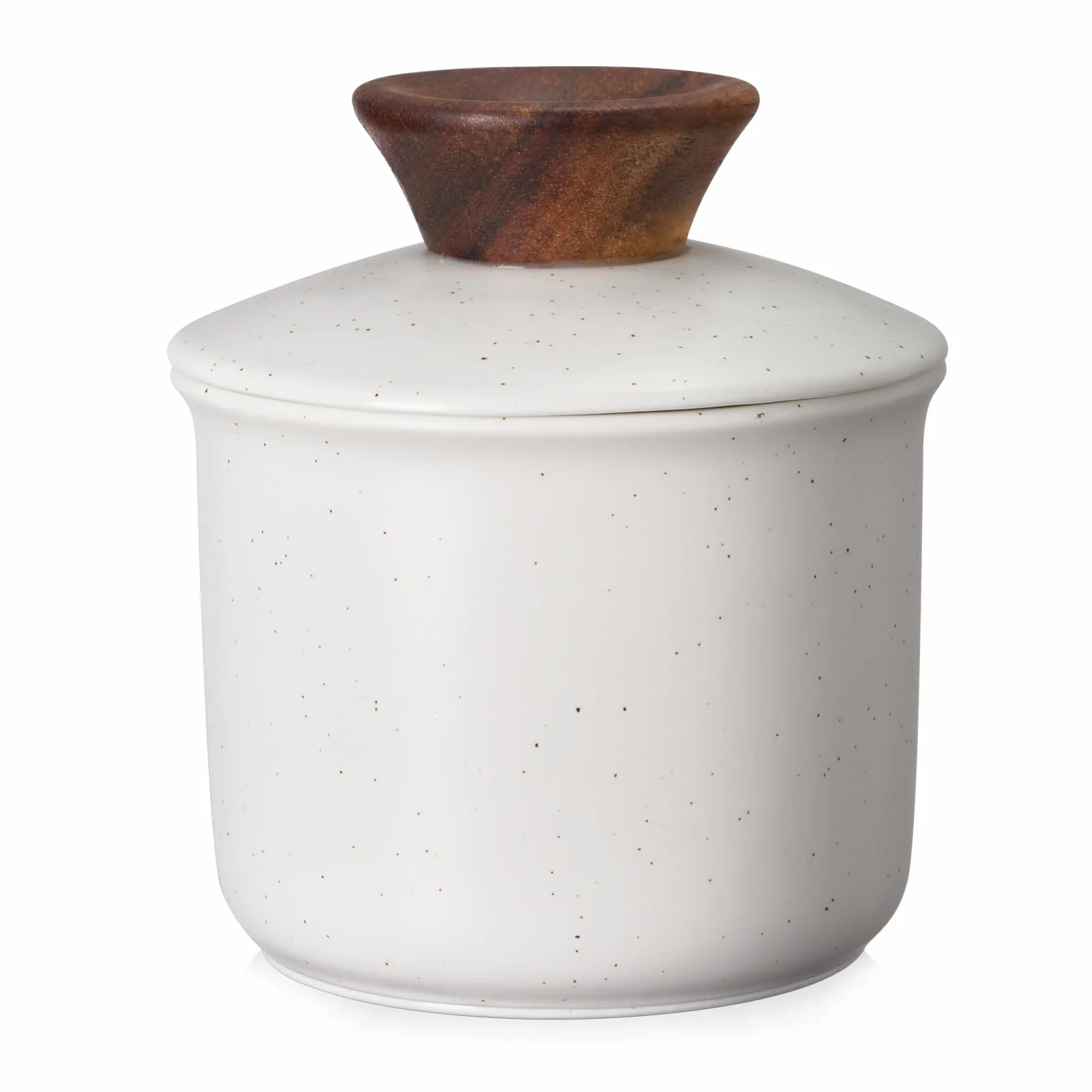 DOWAN New Bone China Maselniczka z pokrywką, 185 ml francuski pojemnik na masło, chłodzony wodą z linią wodną, masło do świeżego i miękkiego masła, waniliowy biały