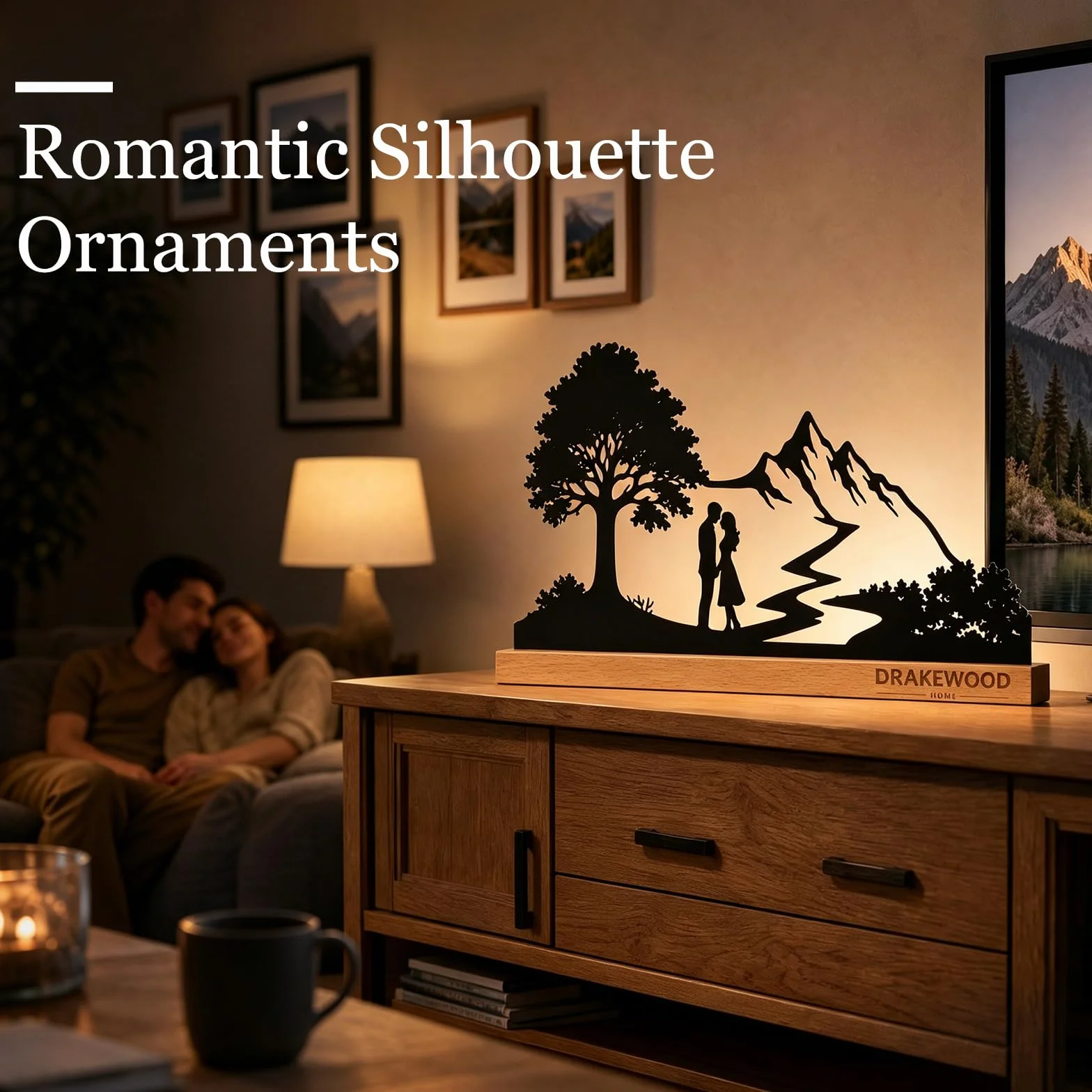 DRAKEWOOD Romantyczna figurka para zakochana drzewa życia - dekoracja okienna stół salon prezent rocznica