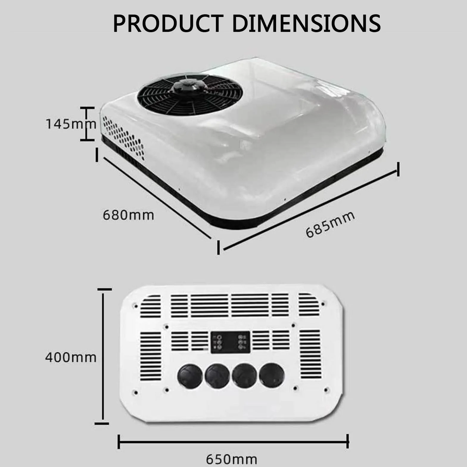 Klimatyzator 12V/24V DC do samochodów ciężarowych Elektryczny klimatyzator DC Pasuje do przyczepy kempingowej Ciągnik Klimatyzacja dachowa Sprężarka spiralna klimatyzator postojowy,White-12V