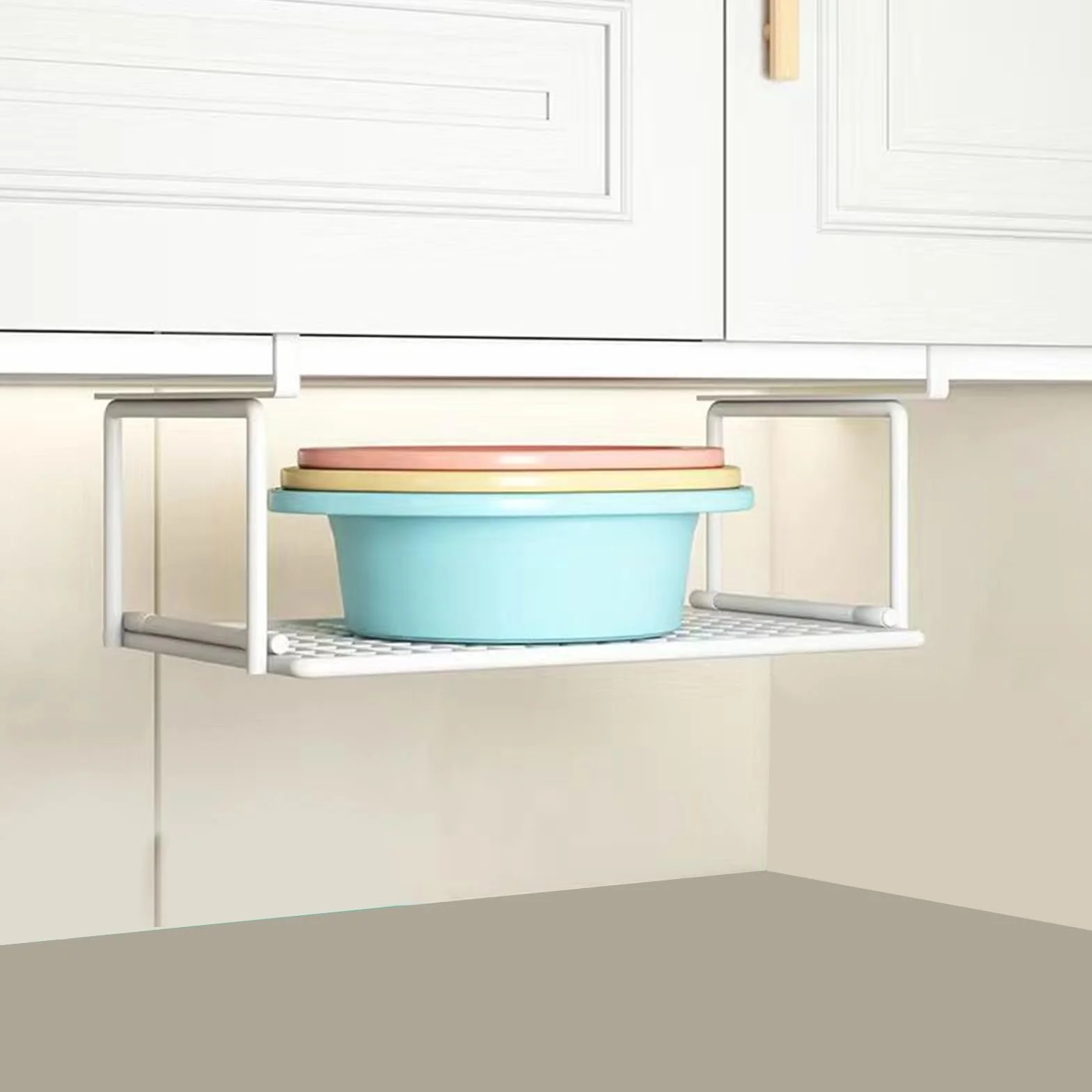 Generisch Kosz wiszący pod półką z metalu 32/39/52 cm, organizer do szafek kuchennych, szafek na buty i szafek na ubrania (czarny/biały)
