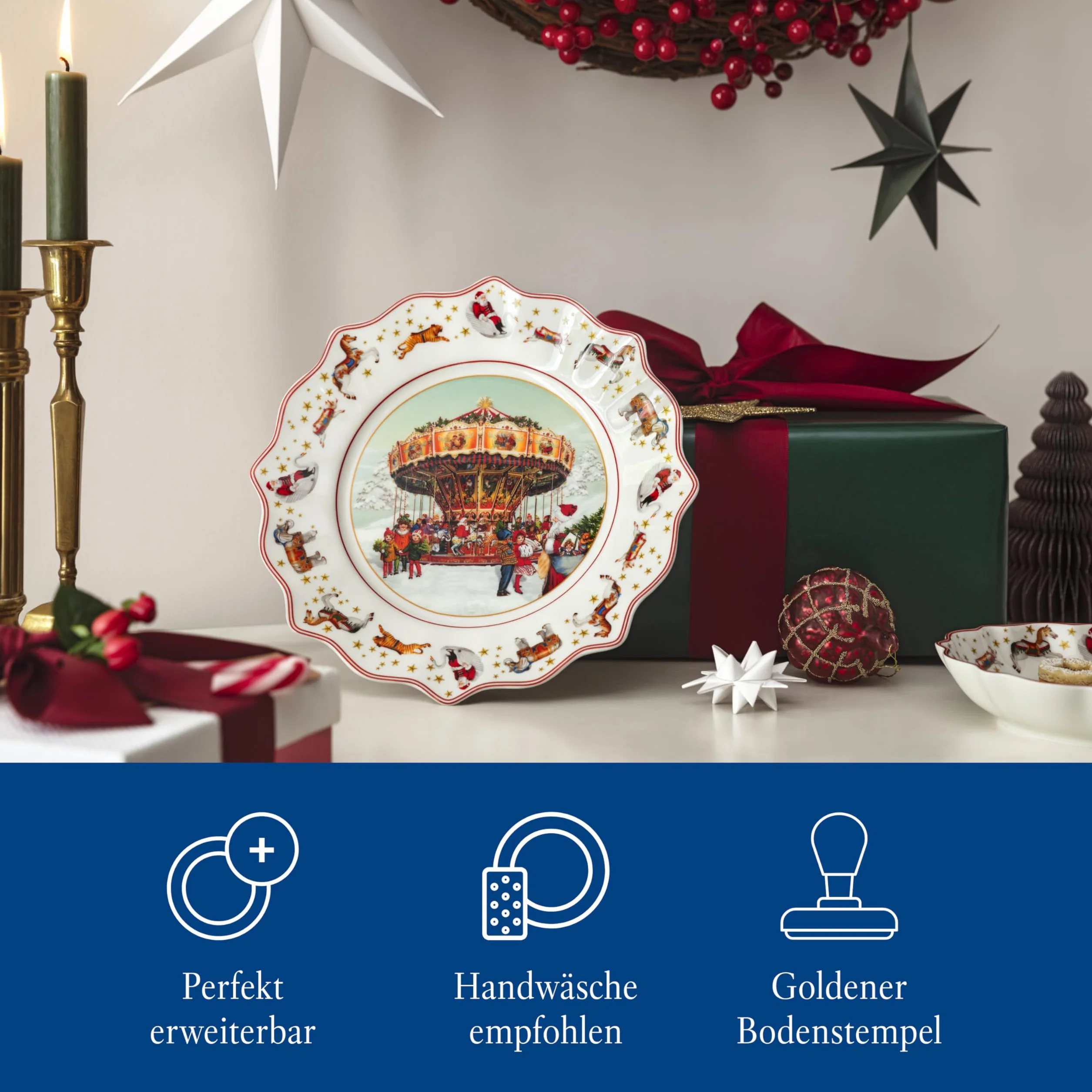 Villeroy & Boch – Annual Christmas Edition, talerz, edycja 2024, porcelana Premium, ekskluzywny przedmiot kolekcjonerski, 23,5 x 23,5 x 3 cm