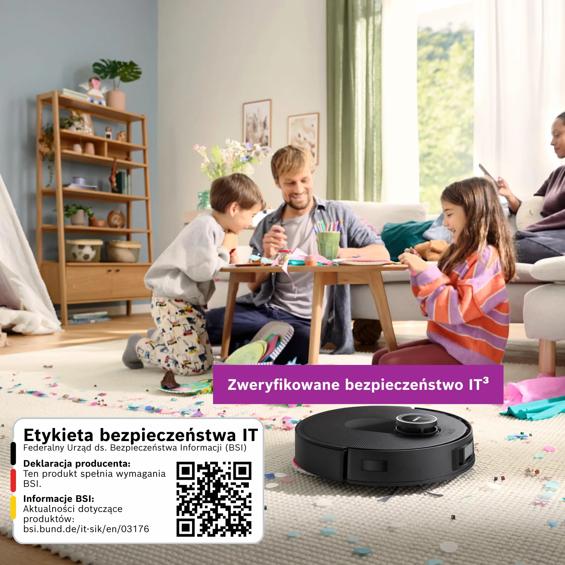 Bosch Spotless Max Cam Robot sprzątający, moc ssania 11000Pa, stacja czyszcząca, Smart Vision, Home Connect, czarny