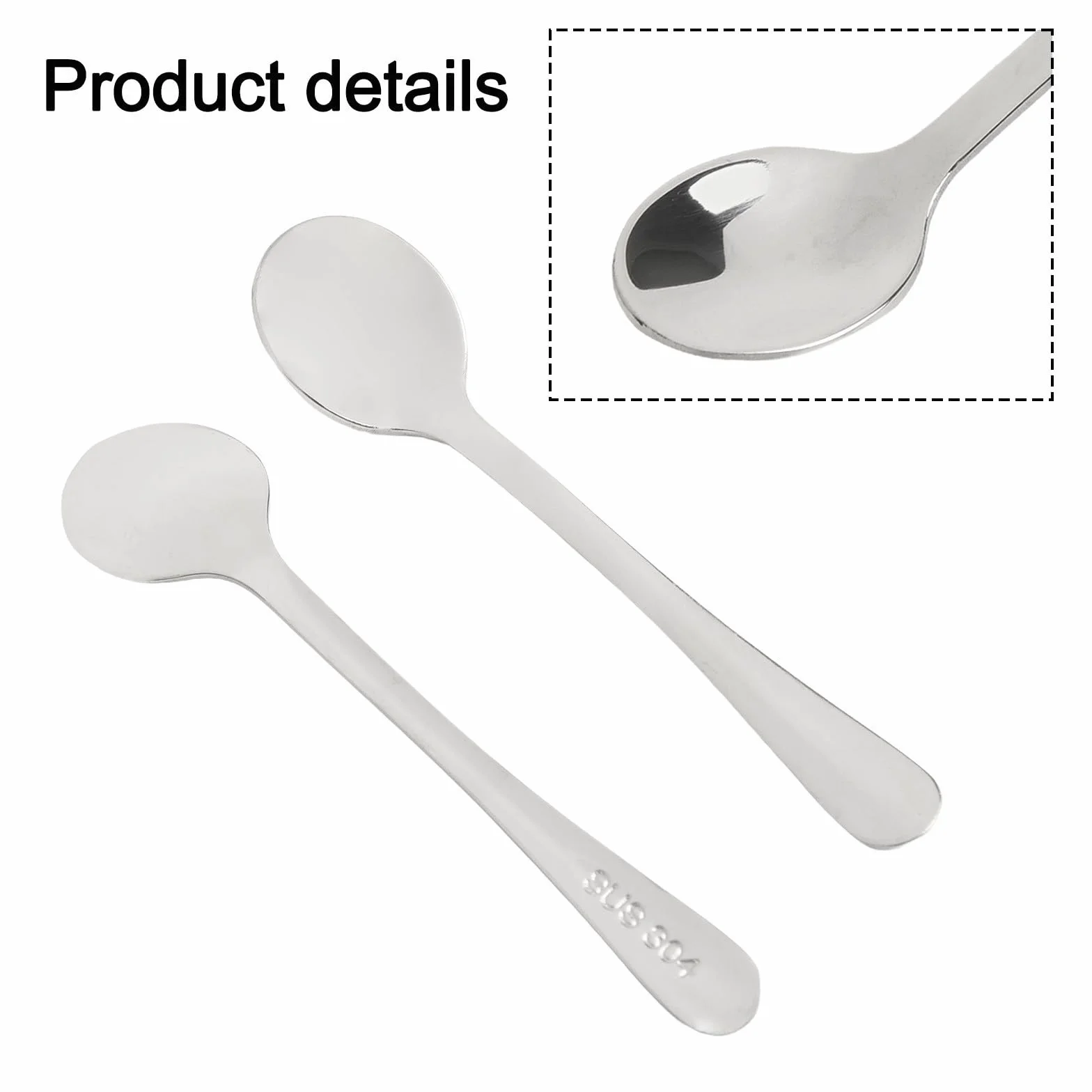 Gdfnmogo Mini łyżki ze stali nierdzewnej do słoików na przyprawy, sól, cukier, pieprz, miód, mała okrągła miarka 6 cm, metalowe narzędzia kuchenne 304, srebrne (srebrne)