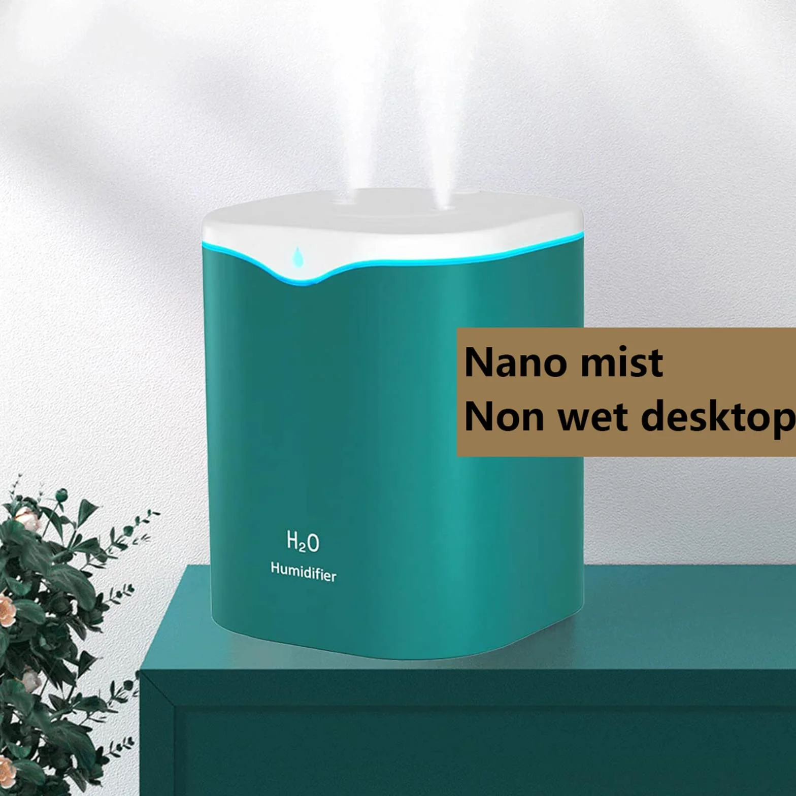 WANGCL USB przenośne nawilżacze powietrza 2000 ml nawilżacz powietrza do sypialni cichy nawilżacz powietrza nawilżacze powietrza do sypialni rośliny domowe (zielone)