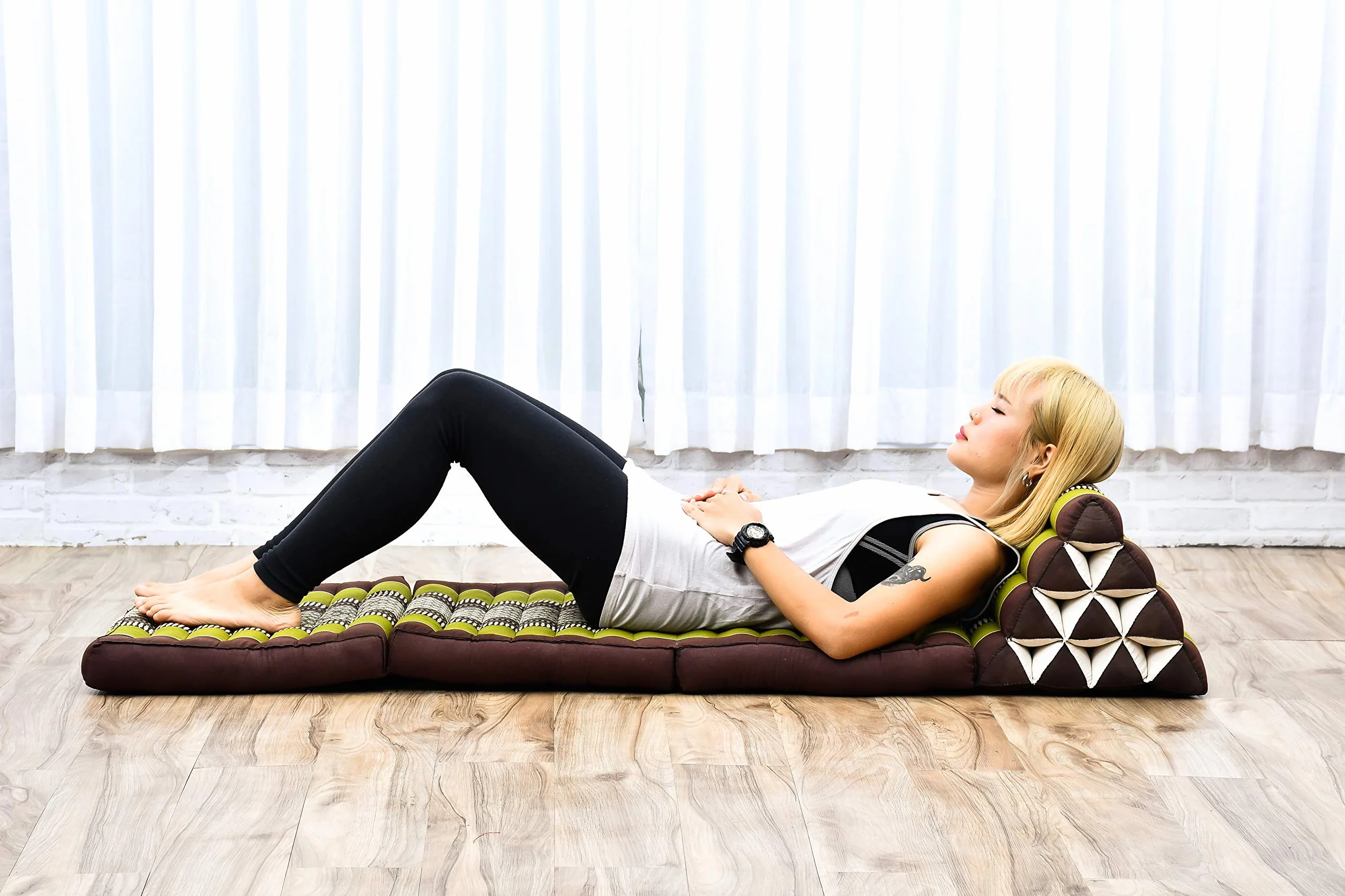 Leewadee Tajska Mata Podłogowa 170 x 53 cm - Kapok Składane Siedzisko Oparcie Lounge