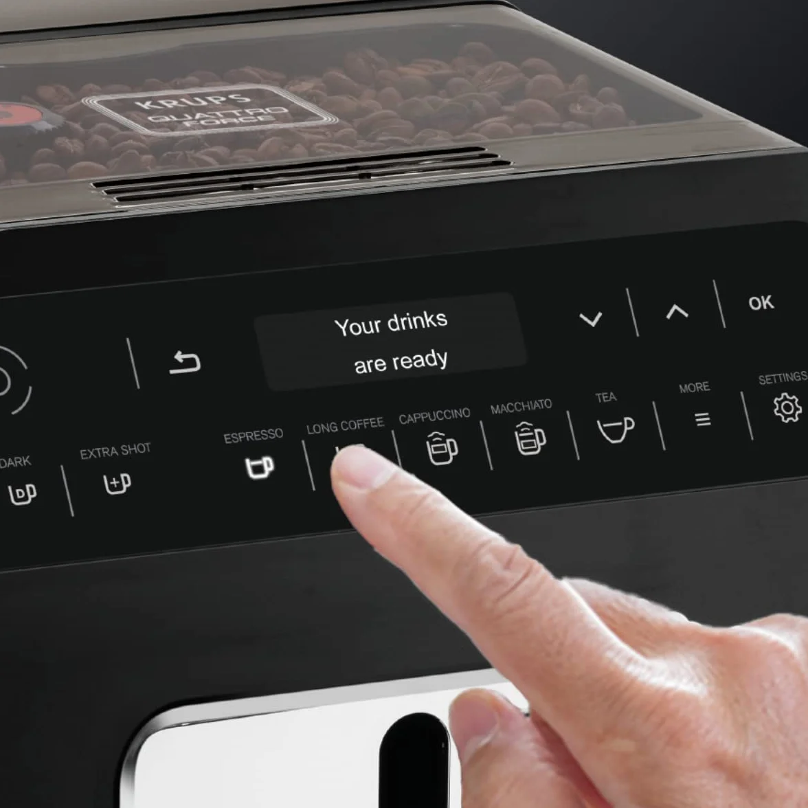 Krups EA8918 Evidence w pełni automatyczny ekspres do kawy | wyświetlacz OLED Barista Quattro Force Technology | 12 kawa | 3 odmiany herbaty | cappuccino jednym dotknięciem | funkcja 2 filiżanek | czarny