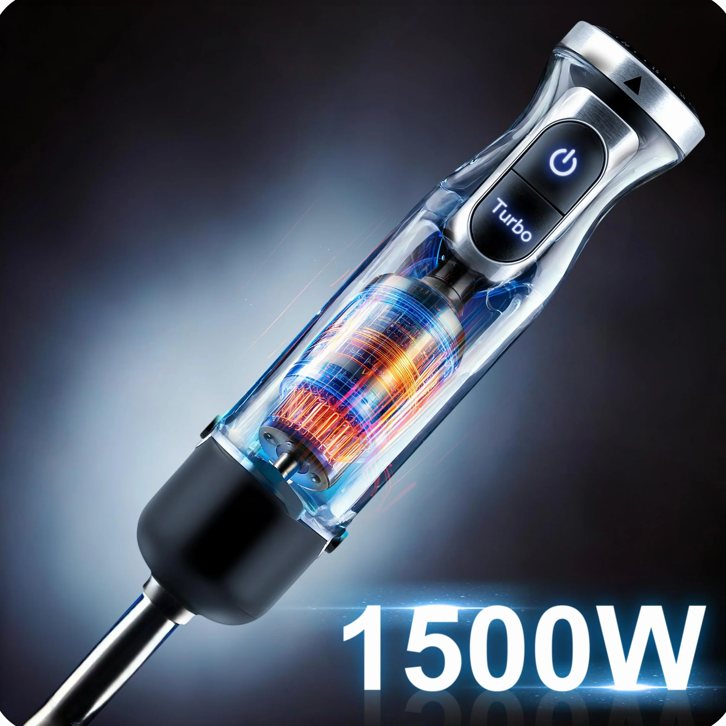 Berdsen Blender Ręczny 1500W Wielofunkcyjny 800 ml Stal Tworzywo Sztuczne Czarno-Szary
