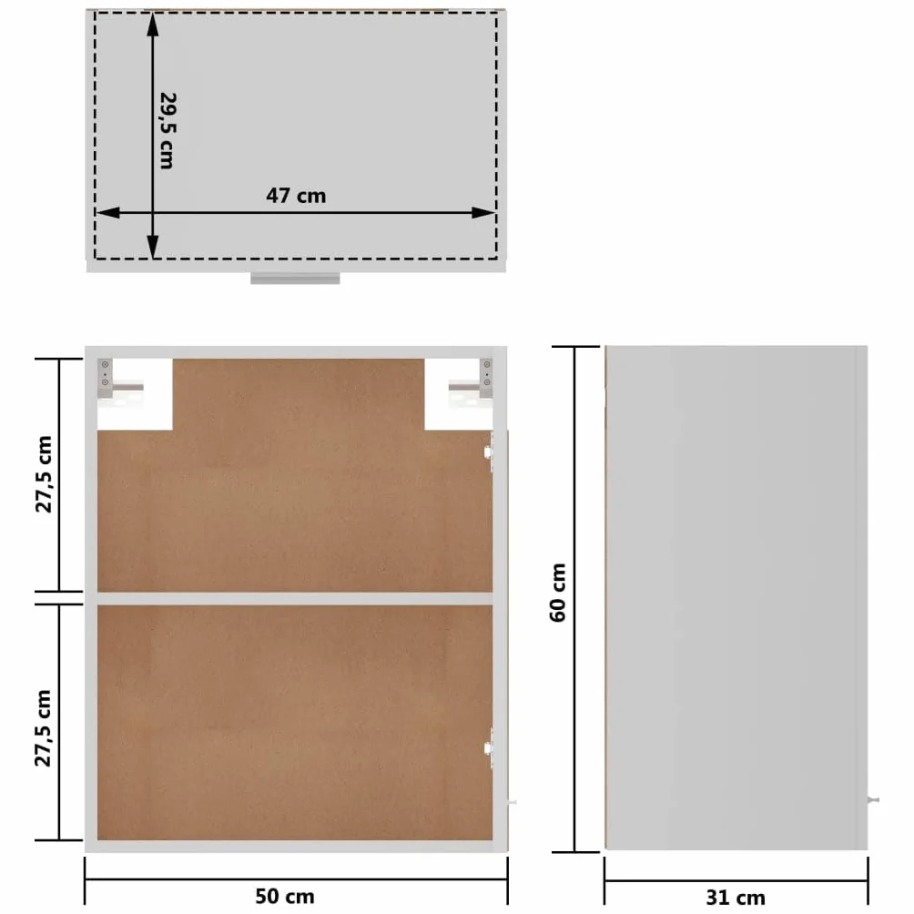 vidaXL Szafki wiszące 50 x 31 x 60 cm białe drewno inżynieryjne